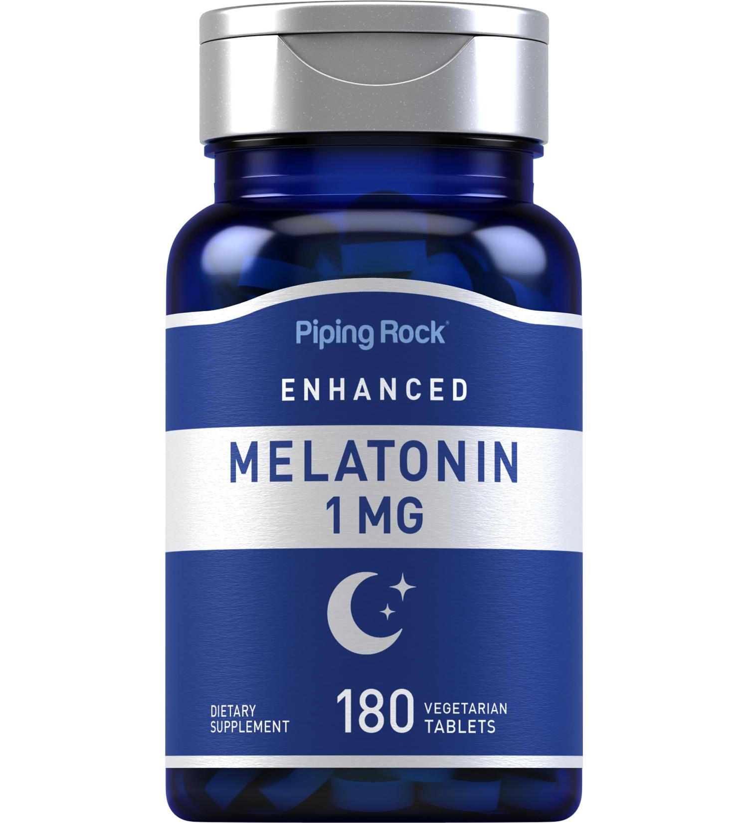 Piping Rock Melatonin 1 mg | 180 Tablets | Supplement for Adults | Vegetarian Gluten Free Non-GMO - Buy Online on GoSupps.com