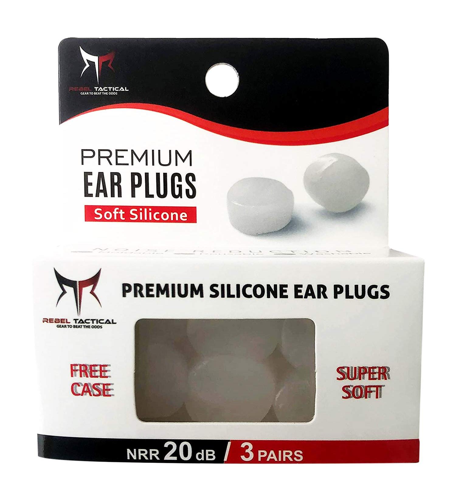 Rebel Tactical Pillow Soft Silicone Ear Plugs - NRR 20db - Reusable Noise Cancelling Ear Plugs for Sleeping, Shooting Range, Safety, Concerts, Swimming, Travelling, and Snoring - Buy Online on GoSupps.com