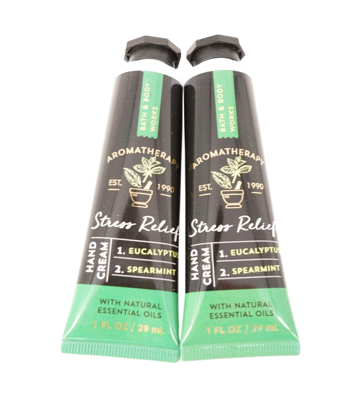 Bath and Body Works 2 Pack Aromatherapy Stress Relief Eucalyptus Spearmint Hand Cream. 1 oz