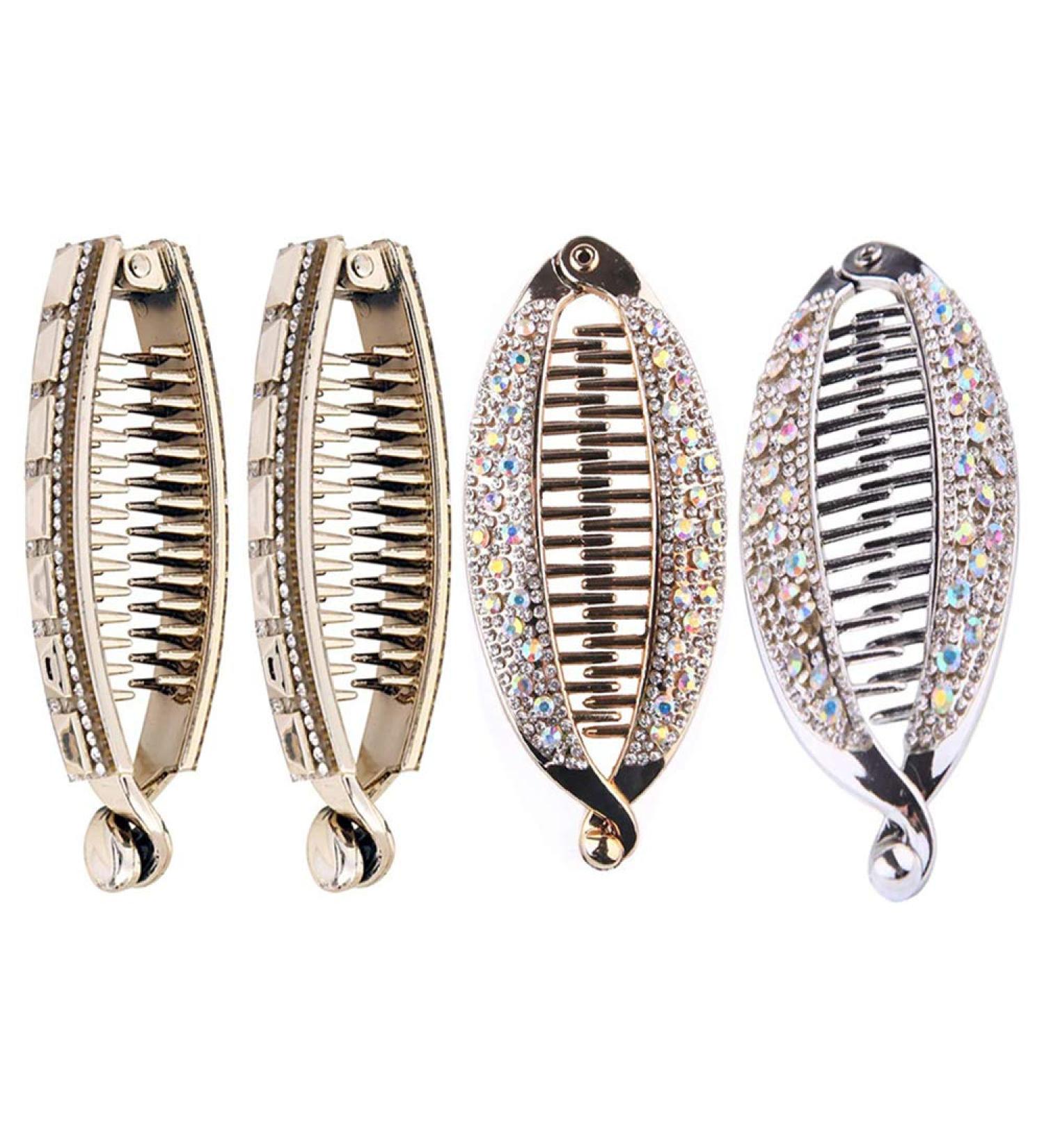 4 Plastic Banana Hair Clips - Rhinestone Fish Design Hair Accessories for Girls & Women - Buy Online on GoSupps.com