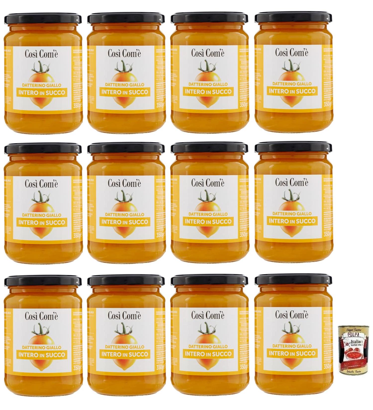  Italian Gourmet E.R. Cos Com' Datterino Giallo Intero 12 Whole Yellow Datterino Tomatoes in Italian Tomato Juice 350 g + 400 g Box - Buy Online on GoSupps.com