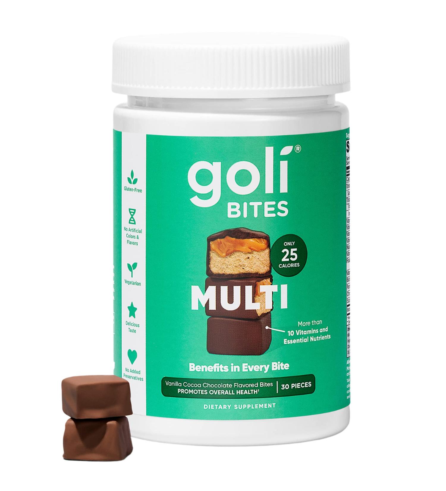 Goli Multi Vitamin Bites - 30 ct Milk Chocolate Vanilla Cocoa | Immune & Nervous System Support | Bone & Muscle Health - Buy Online on GoSupps.com