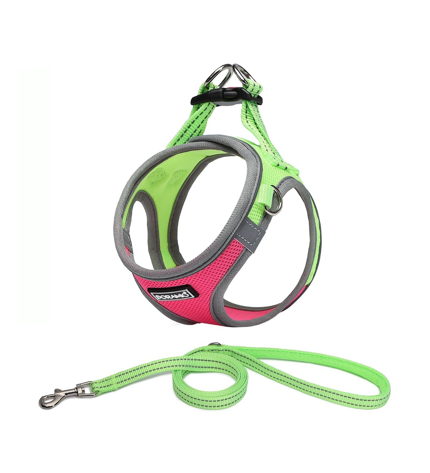 Doramio Dog Harness for Small Dogs - Reflective & Breathable Safety Harness with Leash | Ideal for Dogs & Cats (L Rose Red) - Buy Online on GoSupps.com