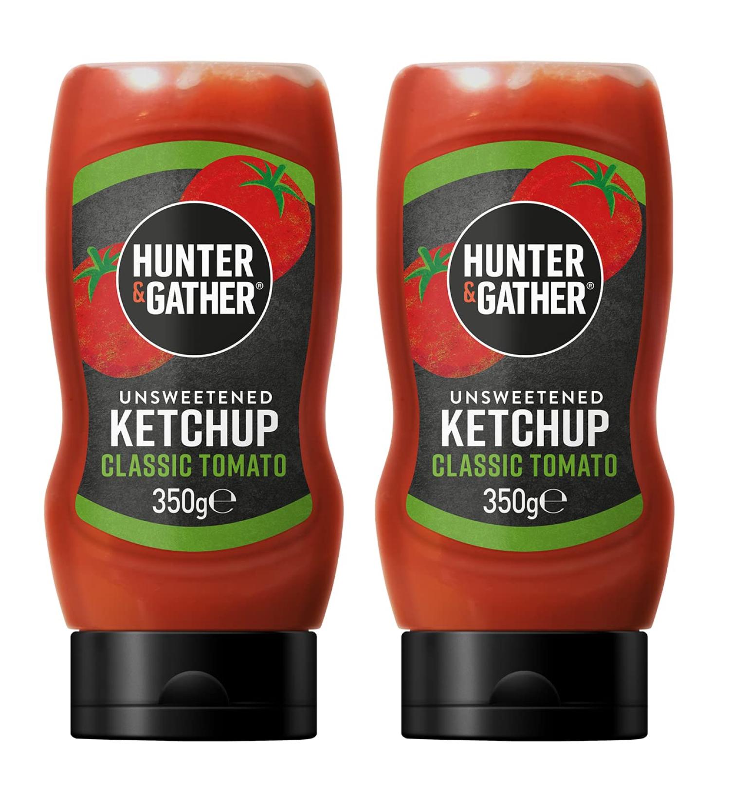 Hunter & Gather Unsweetened Ketchup 2x350g | Keto Paleo Low-Carb & Vegan | Sugar-Free Authentic Salt Range Pakistan Classic Ketchup - Buy Online on GoSupps.com