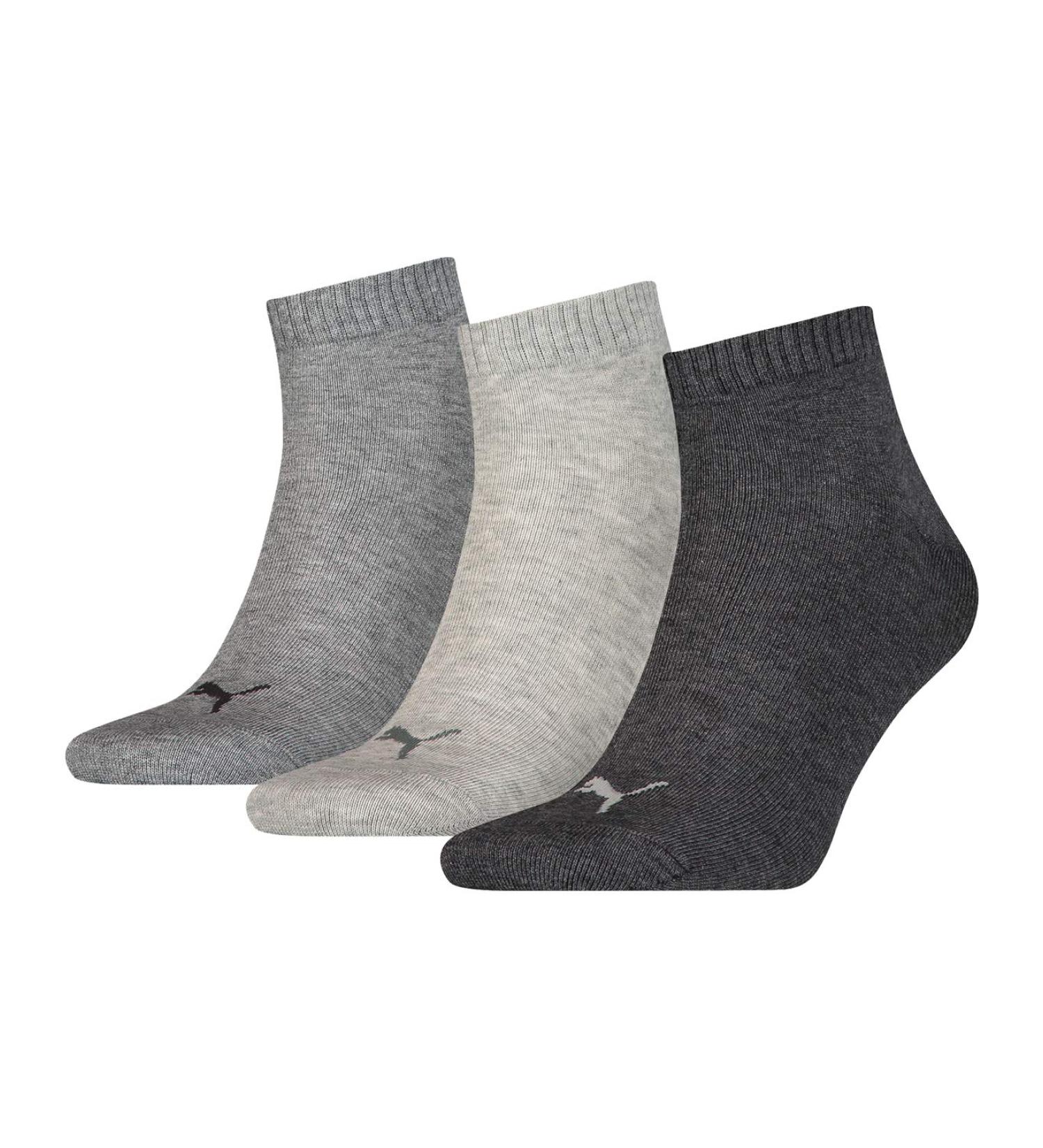 Puma Herren Sportsocke Quarter 3P 43-46 Anthraci / L Mel Grau / M Mel Grau
