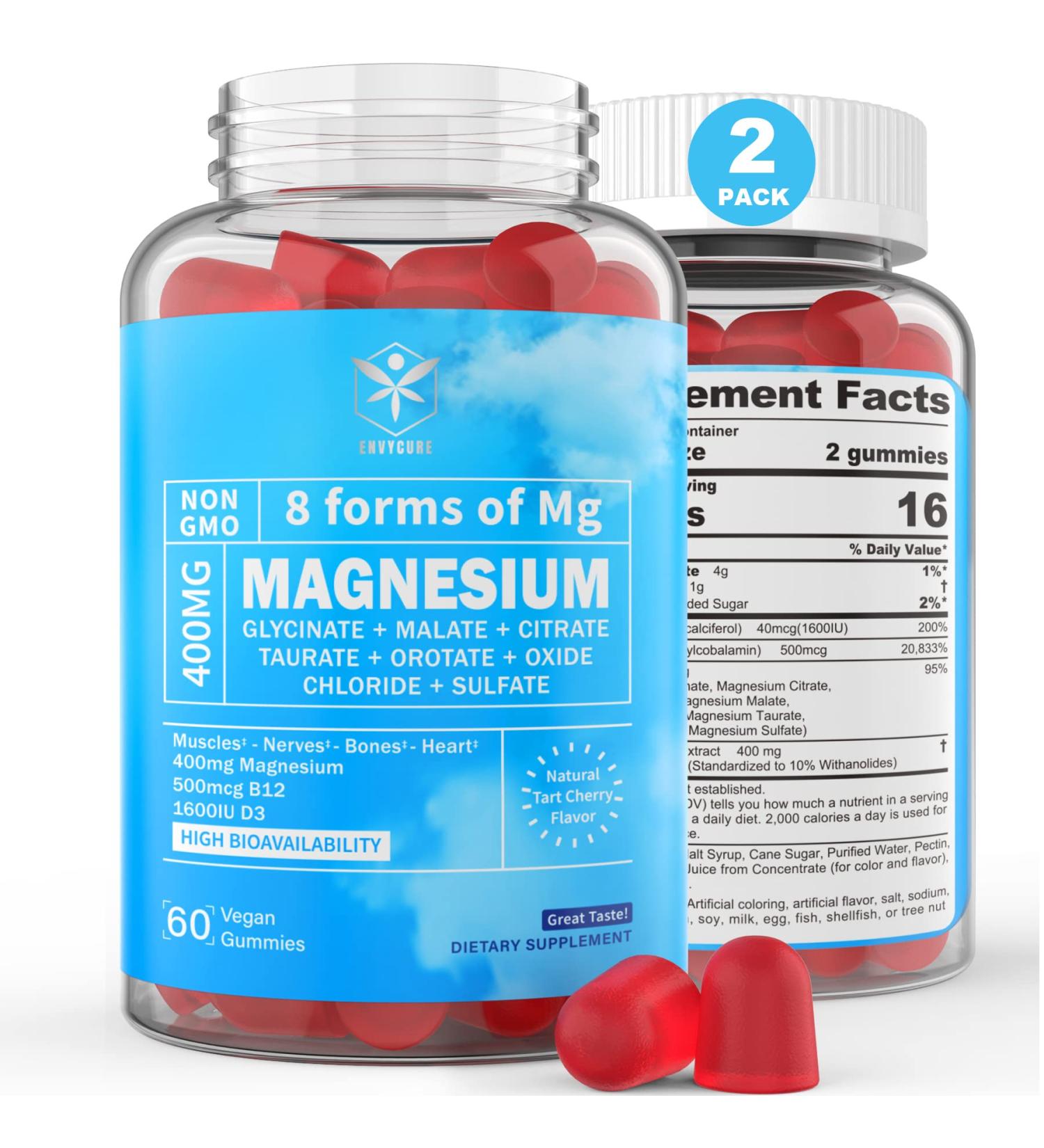 Mag-8 Magnesium Gummies 400mg with Ashwagandha Extract | Supports Calm, Zzz, Mood, Muscle Cramp | Vegan - 120 Cts - Buy Online on GoSupps.com