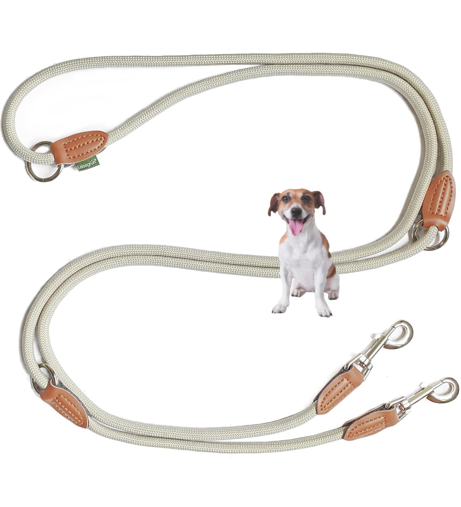Leitengr n Adjustable Dog Leash for Small Dogs | 3M Long 0.8cm Wide | Lightweight Devon Model | 2 Carabiners | Sand Beige - Buy Online on GoSupps.com