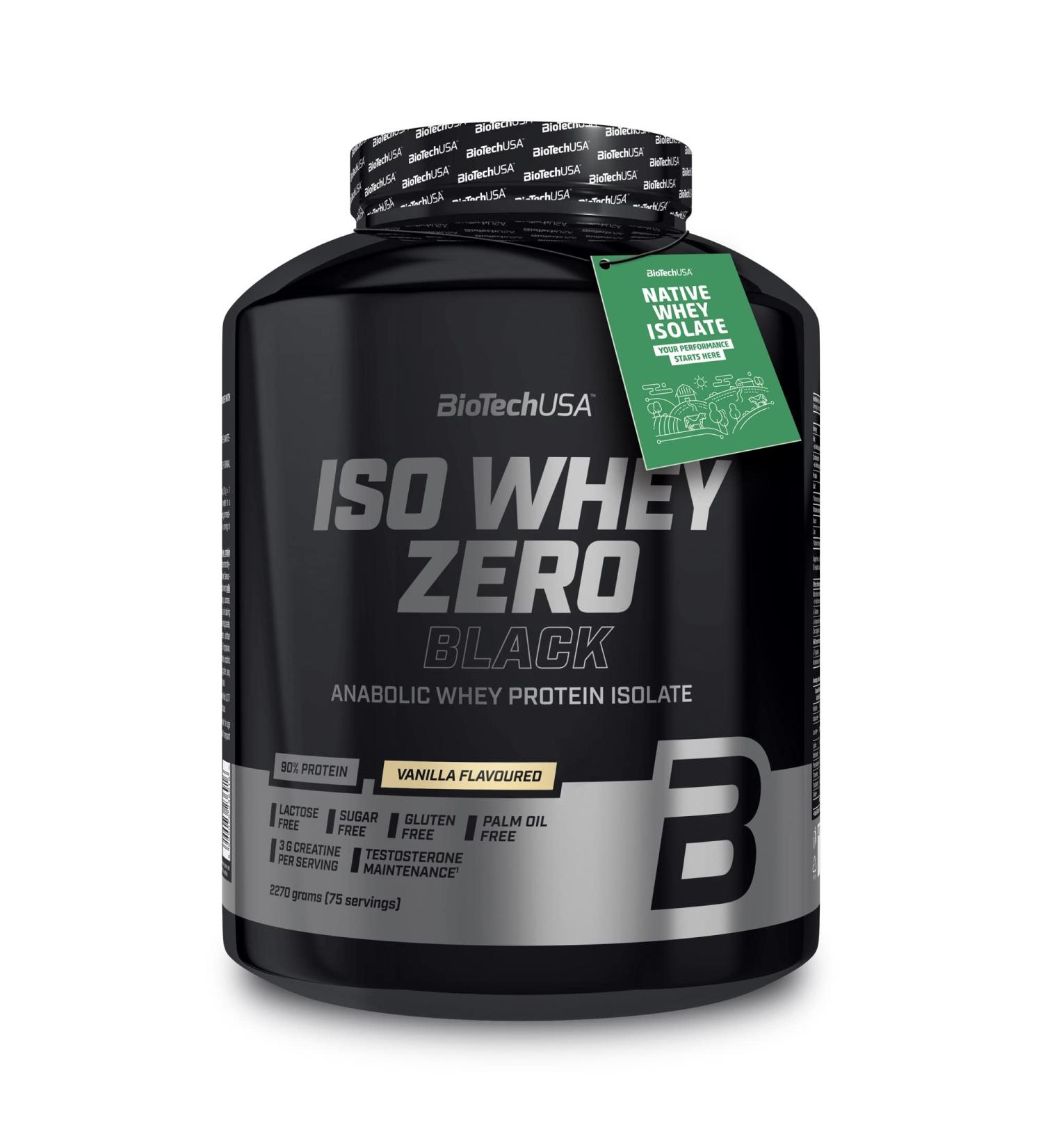 BioTechUSA Iso Whey Zero Black | Premium Protein with Creatine Zinc Vitamin B3 & Amino Acids | 90% Protein | Sugar Free Lactose Free Gluten Free 2270 g Vanilla_ - Buy Online on GoSupps.com