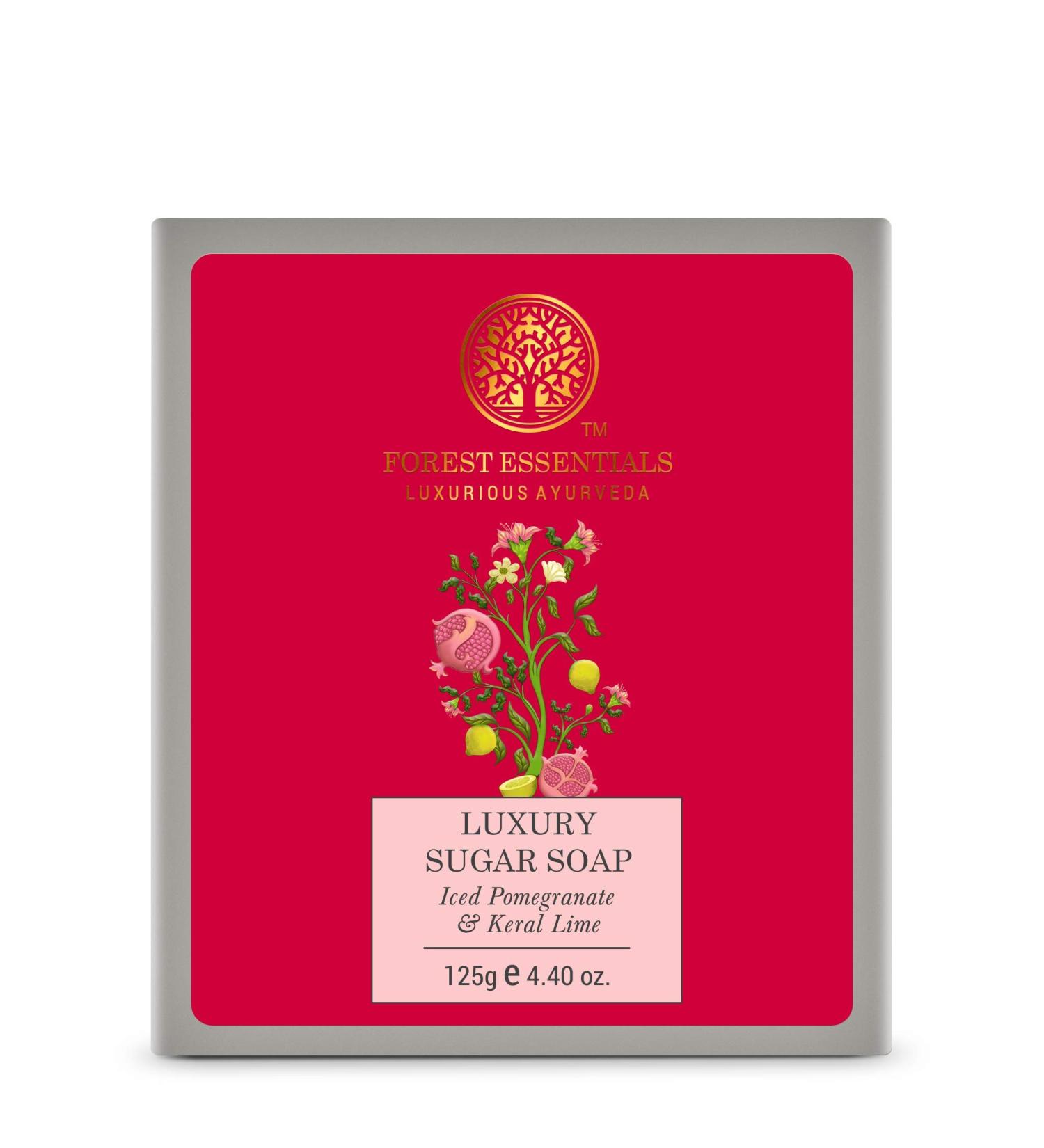 Buy Forest Essentials Luxury Sugar Soap Iced Pomegranate & Kerala Lime - 125g | International Shipping Available - Buy Online on GoSupps.com