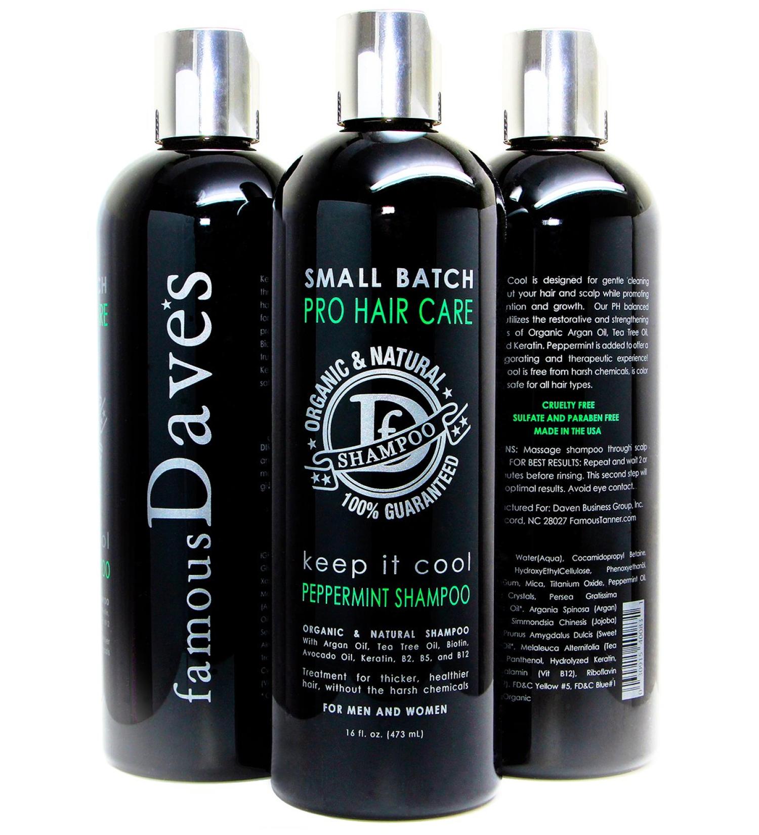 Premium Organic Hair Shampoo - Sulfate Free Argan Oil Tea Tree & Peppermint for Men & Women - Loss & Dandruff Prevention | Dave's 16 Oz - Buy Online on GoSupps.com