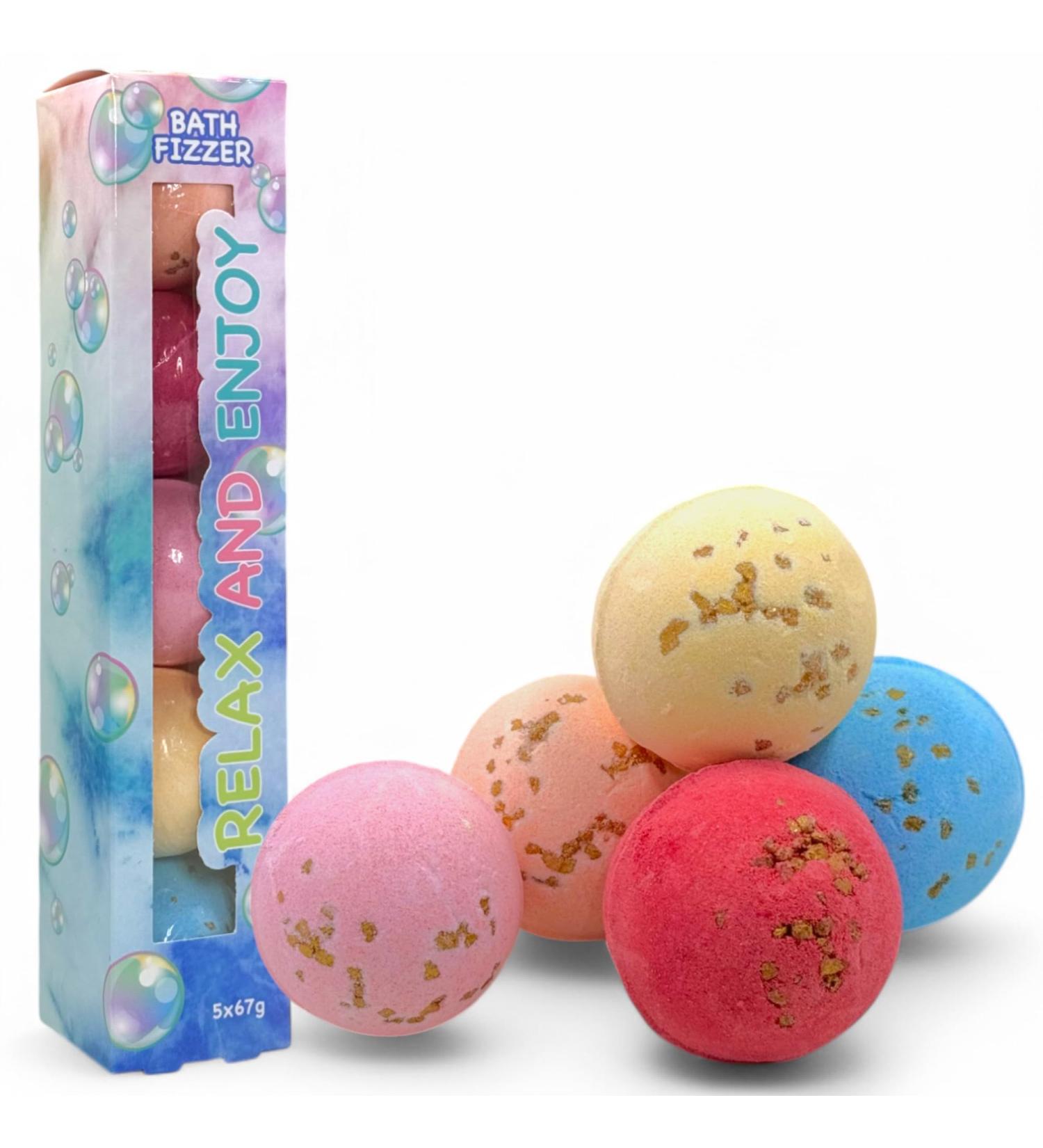 MIJOMA Luxury Bath Bombs 67g Set of 5 Bath Bombs - Lemon Mint Ocean Jasmine Sandalwood Grapefruit & Cranberry - Vegan Bath Fizzer - Buy Online on GoSupps.com