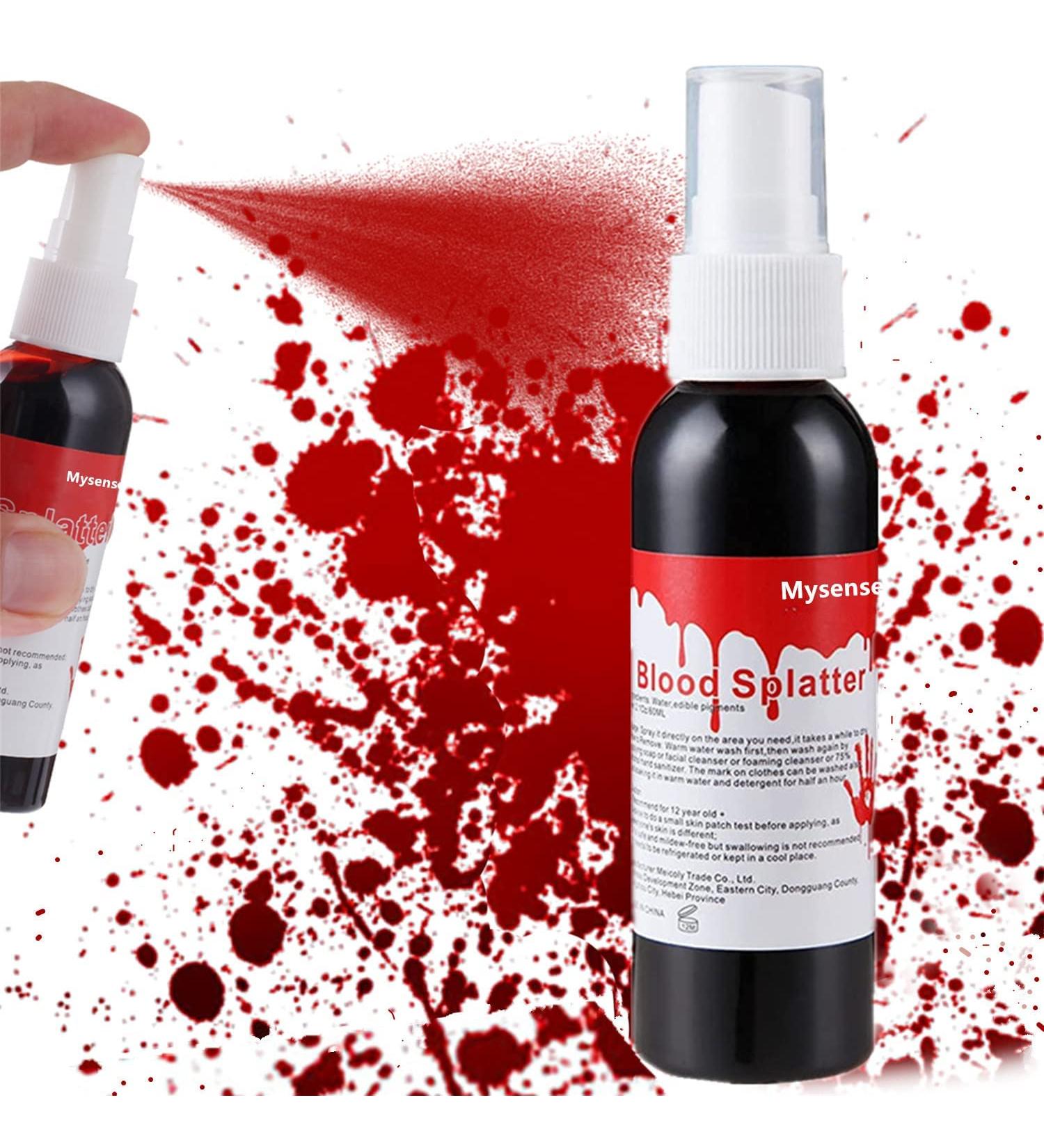 Mysense Fake Blood Makeup Spray 2.1Oz - Realistic Halloween Blood Splatter for Costume Makeup - 60ml Zombie Vampire Clown Cosplay Spray Blood - Buy Online on GoSupps.com