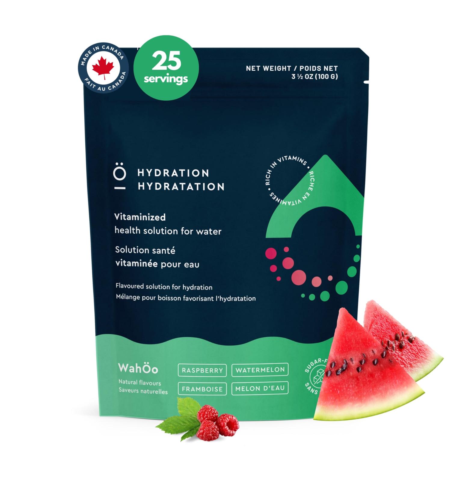  Hydration Vitamin-Rich Water Enhancer Powder Mix - Raspberry & Watermelon Flavor - 25 servings - Sugar-Free All-Natural Source of Vitamin C E B6 B12 - Buy Online on GoSupps.com