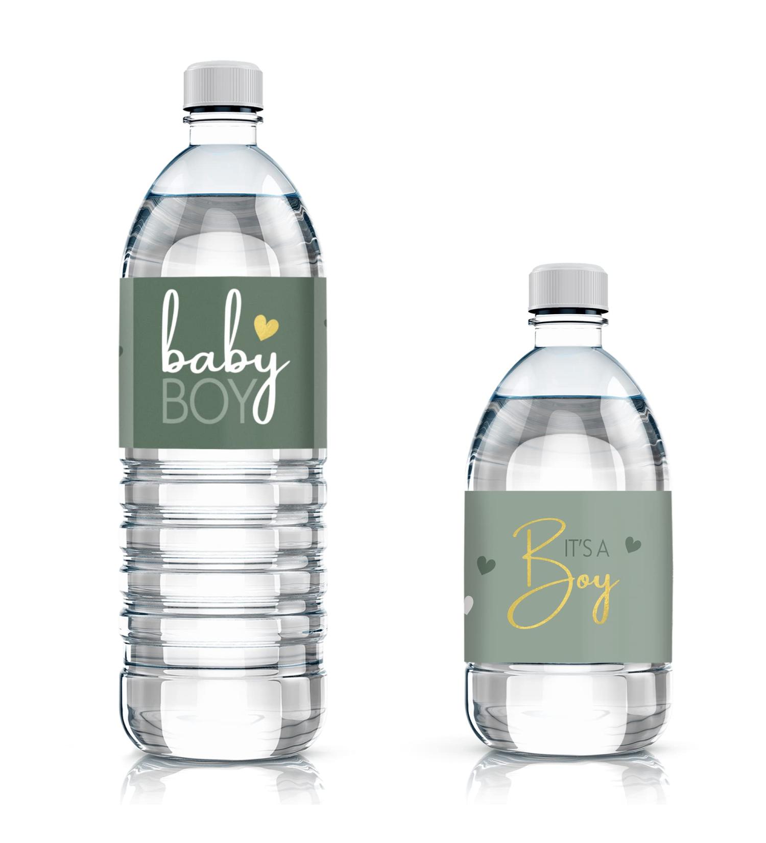 Greenery Baby Boy Shower Water Bottle Labels - Set of 24 Stickers - Buy Online on GoSupps.com