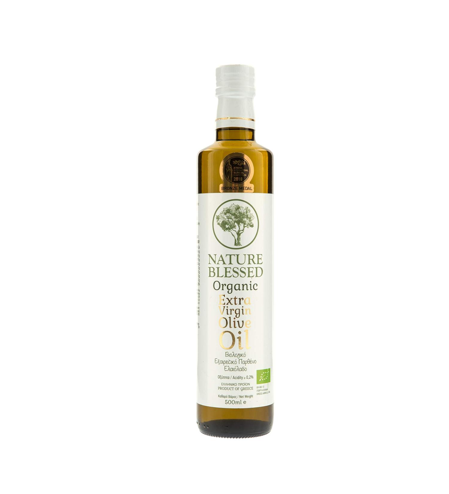 Nature Blessed Greek Organic Extra Virgin Olive Oil 500ml Glass Bottle