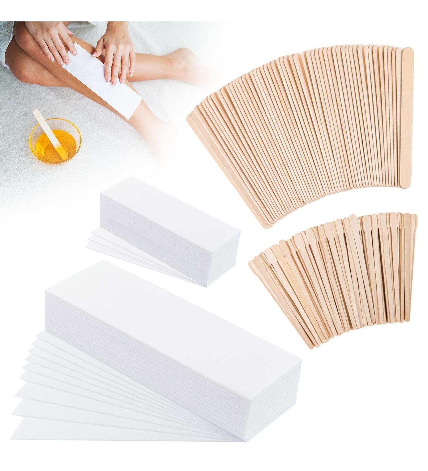 250pcs Wax Strip Paper Kit Non-Woven Waxing Strips Wooden Spatula & Body Hair Removal Essentials for Smooth Skin - Buy Online on GoSupps.com