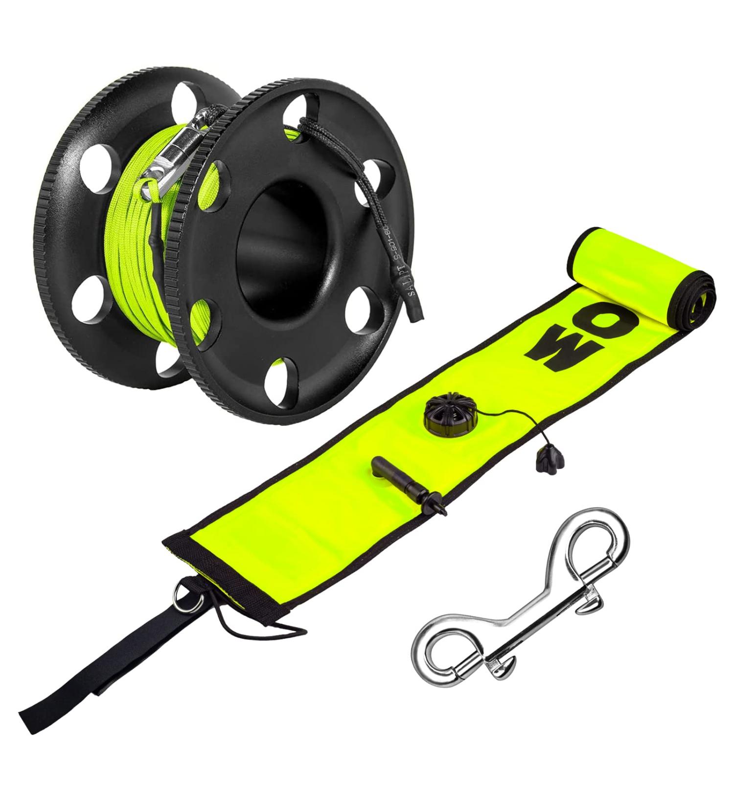 Pluzluce 5FT/6FT Diving Surface Marker Buoy (SMB) with Aluminum Big Finger Spool Reel - Yellow SMB for Scuba Diving & Snorkeling - Buy Online on GoSupps.com