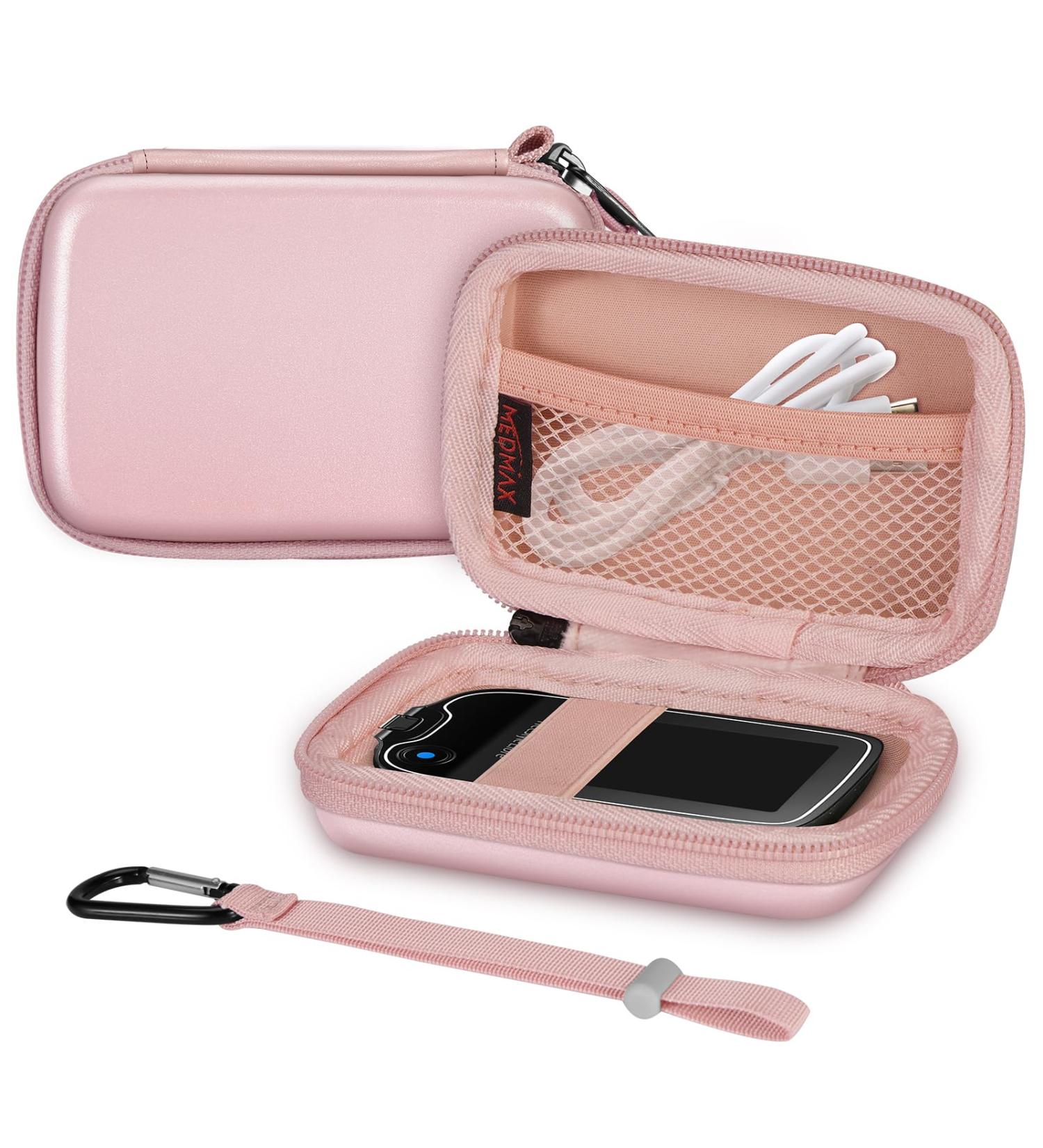 Medmax Hard-Shell Pocket for Freestyle Libre 3/2 - Shockproof Storage Bag for Diabetes - Lightweight Clip & Handle - Available in Ros gold - Buy Online on GoSupps.com