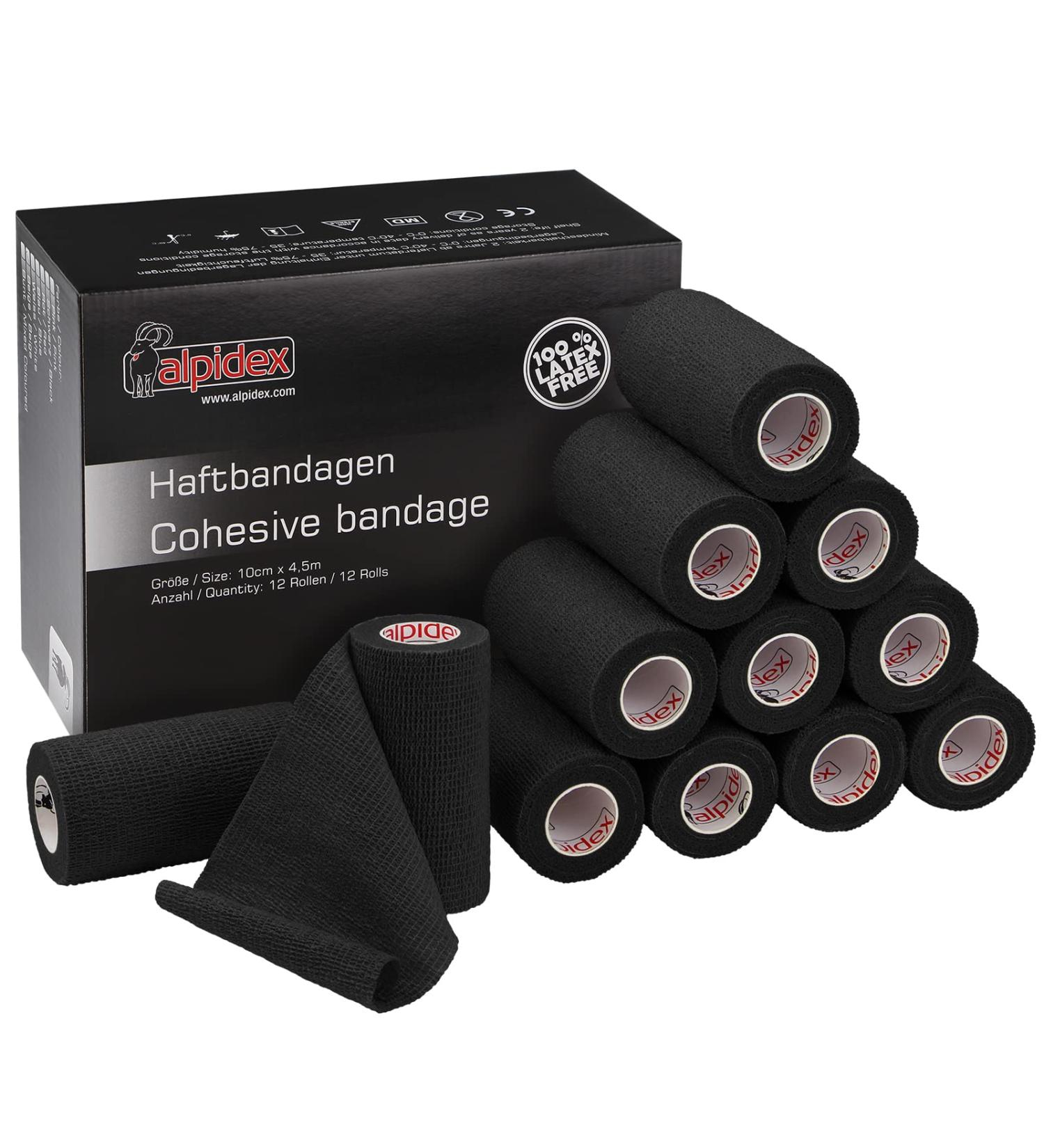 ALPIDEX 12 Rolls Cohesive Tape 10 cm x 4.5 m Self Adhesive Bandage Various Colors Self Adhesive Finger Strap Ankle Knee Band - Buy Online on GoSupps.com