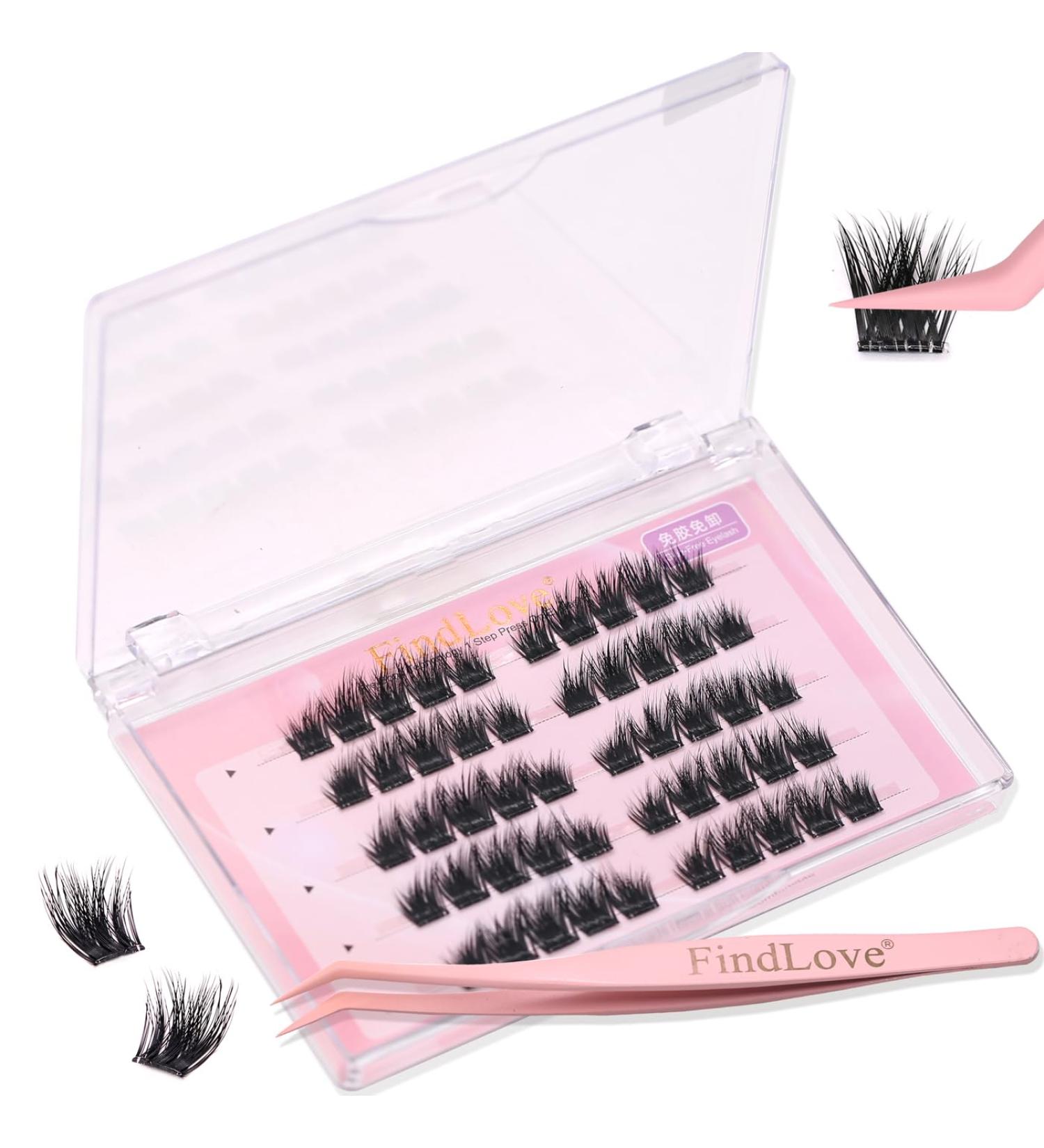 Self Adhesive Eyelashes - No Glue Needed Natural Look Reusable Waterproof Wispy Fluffy Lashes with Tweezer - Buy Online on GoSupps.com