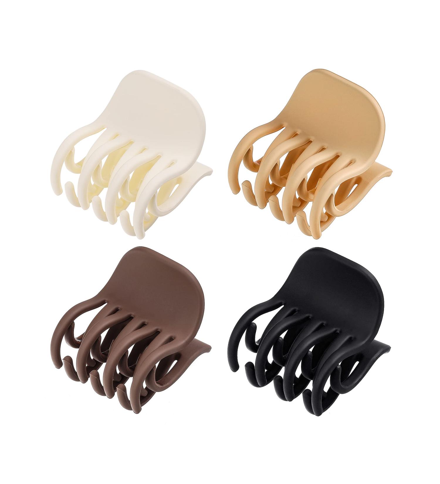 Toderoy 4 PCS Medium Size Non-slip Matte Octopus Claw Hair Clips for Women - Double Row Teeth Jaw Clips - Neutral Color - Buy Online on GoSupps.com