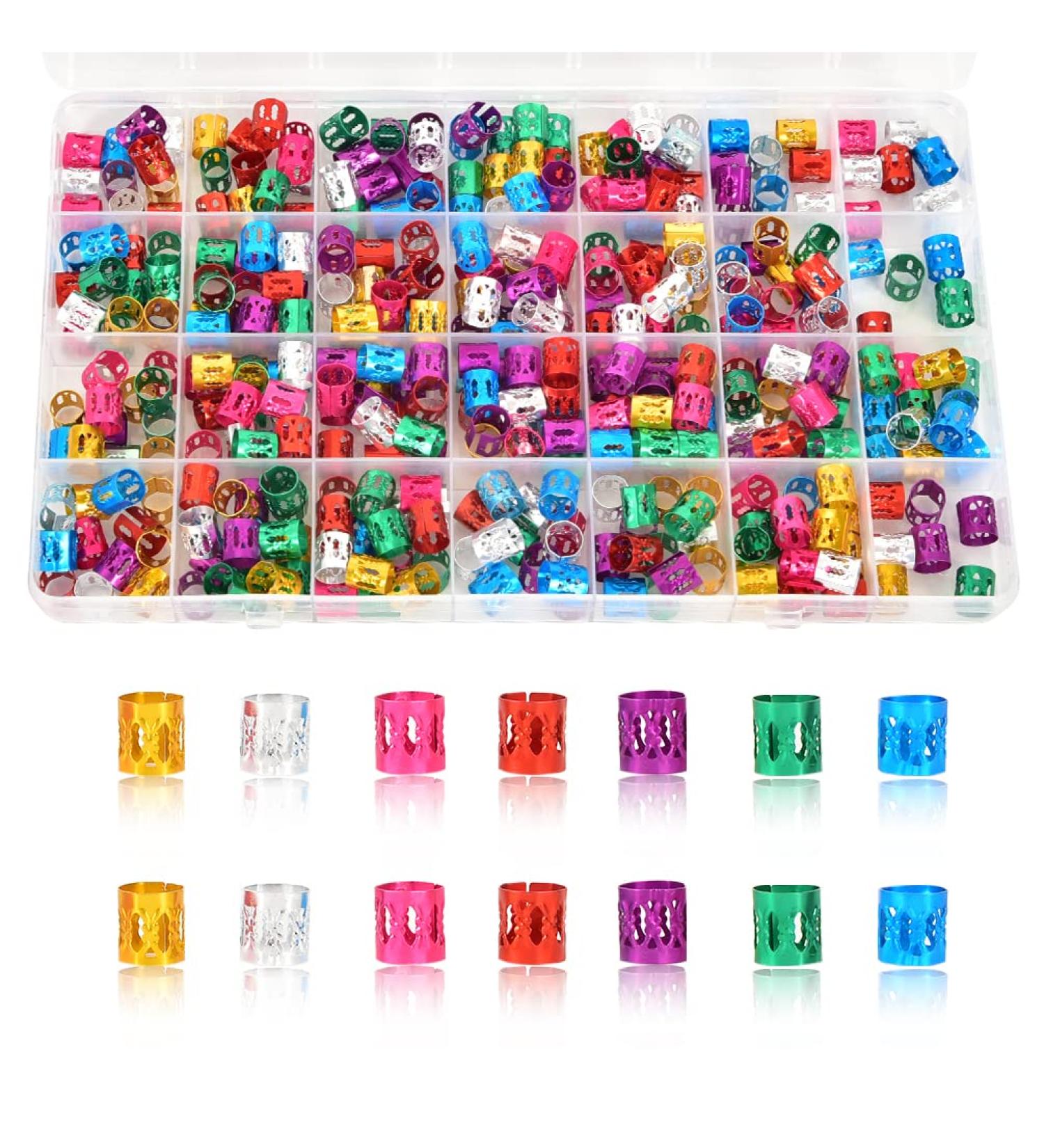 380 Pcs Hair Cuffs for Braids | Multi-color Loc Jewelry for Dreadlocks | Adjustable Aluminum Hair Accessories with Box | Ideal for Women and Girls - Buy Online on GoSupps.com