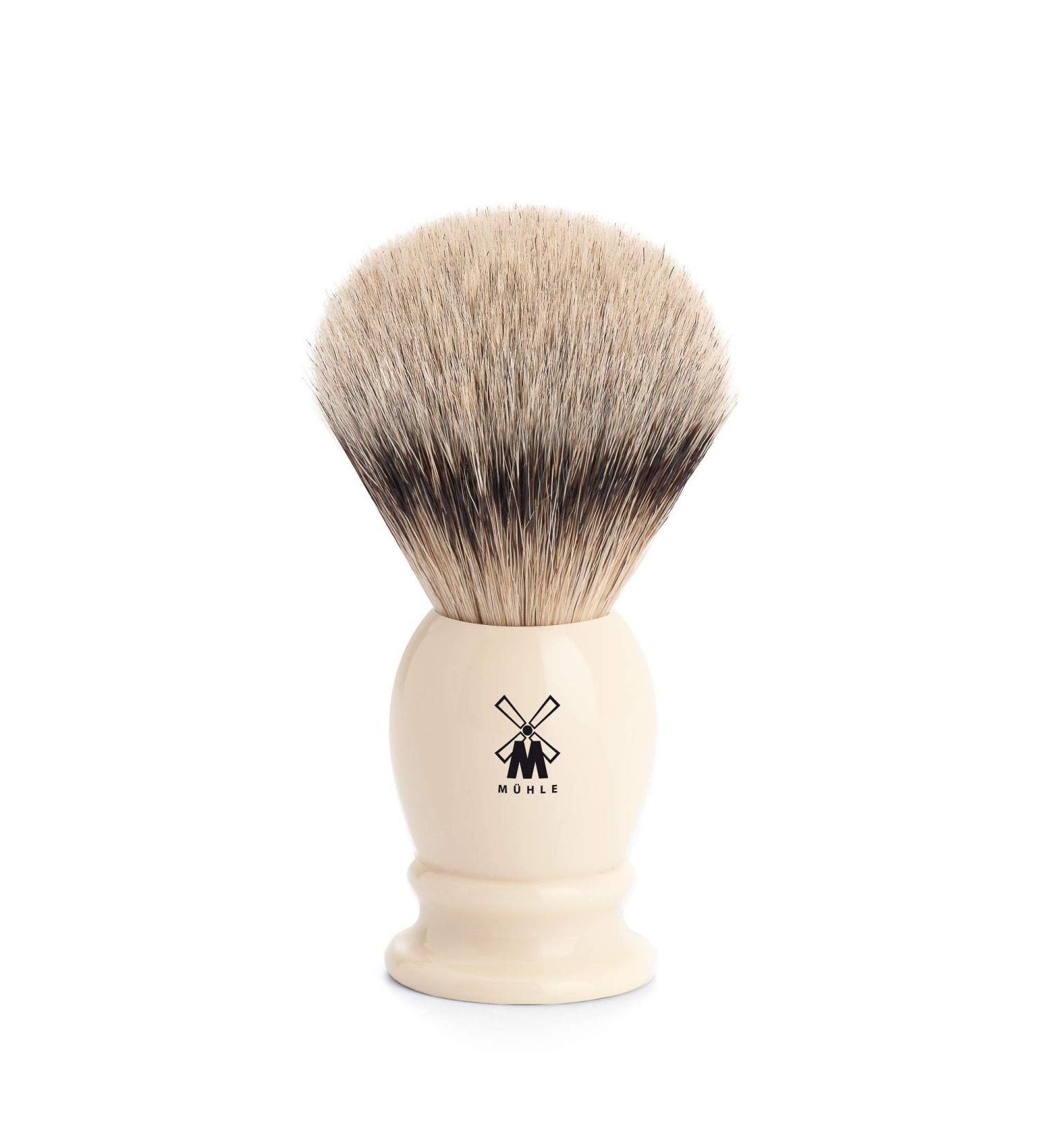 M HLE Classic Silvertip Badger Shaving Brush - Medium Ivory Resin Handle | Handmade Luxury Shaving Essentials - Buy Online on GoSupps.com