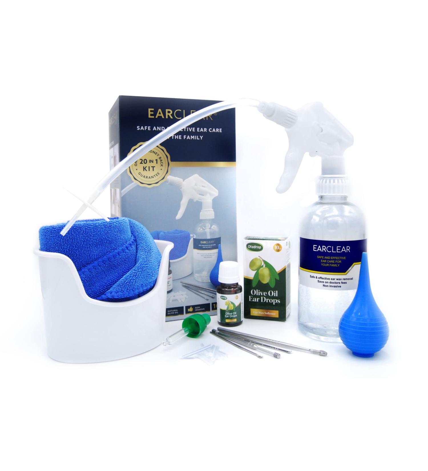EarClear Ear Wax Remover Kit - 20-in-1 Cleaner with Olive Oil Drops for Safe & Effective Ear Cleaning - Buy Online on GoSupps.com