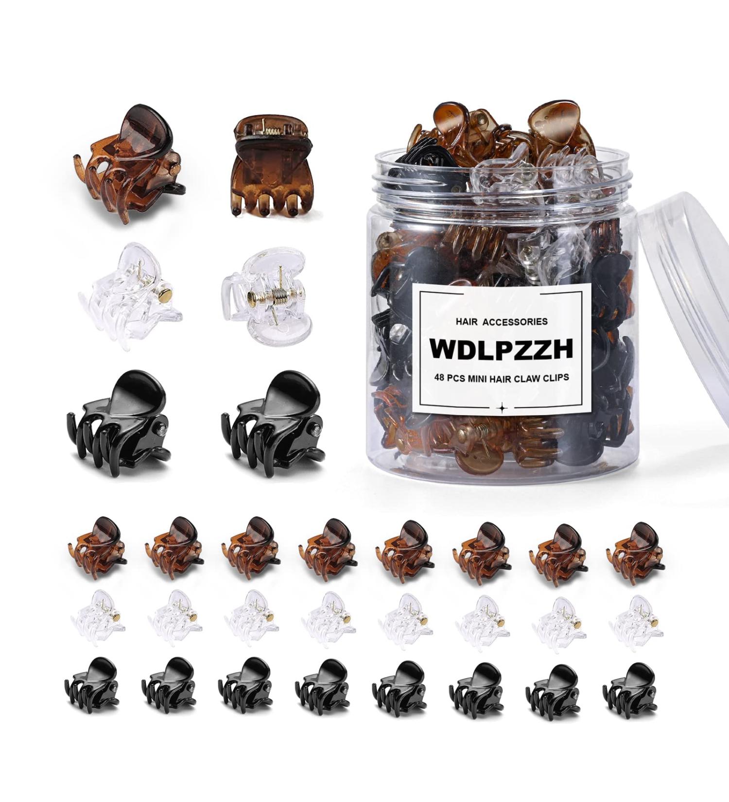 48pcs Mini Hair Claw Clips for Women Girls - Small Plastic Jaw Clamps in Black/Brown/Clear with Storage Box - Buy Online on GoSupps.com