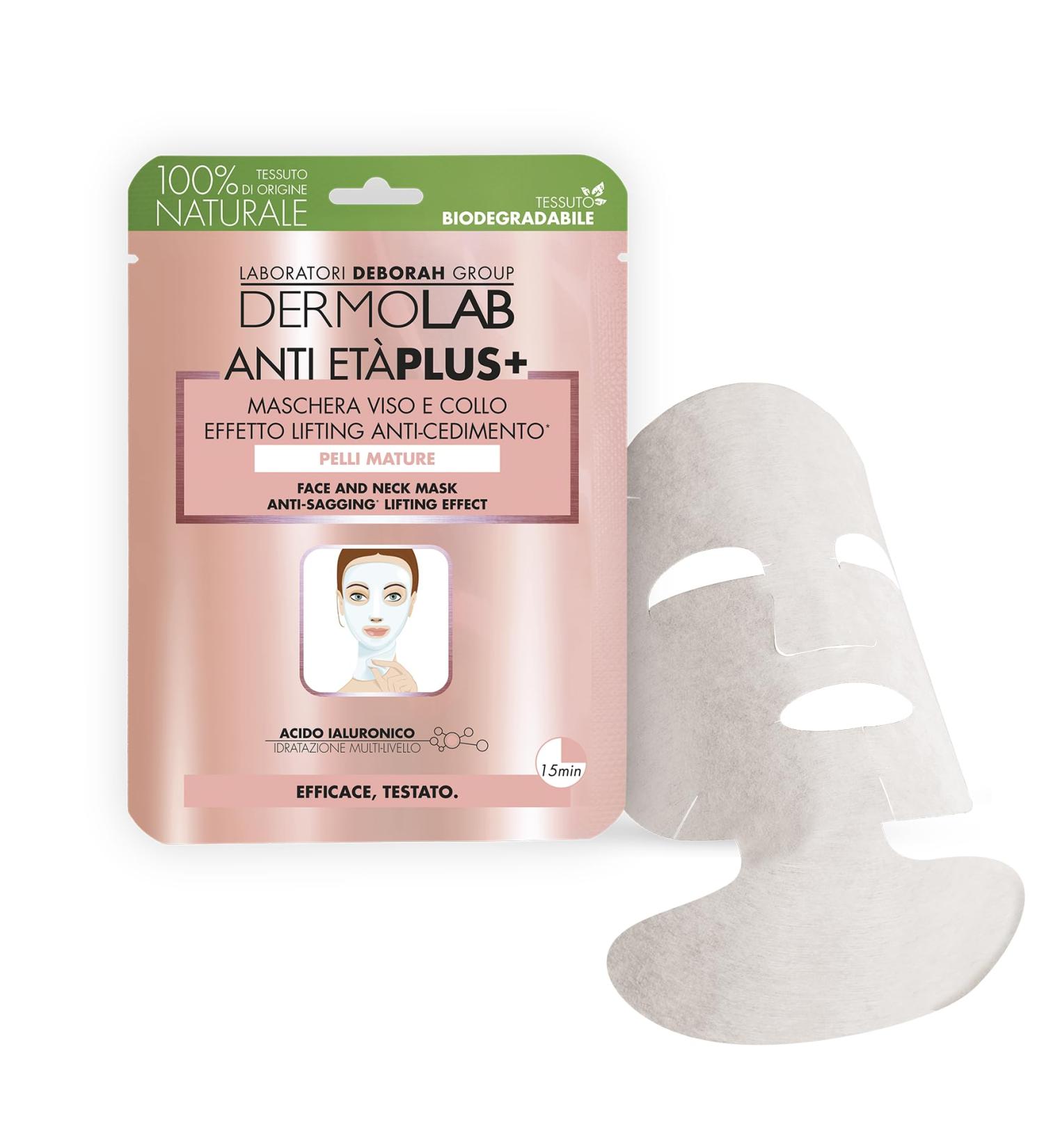 Dermolab AntiAging Plus+ mask for face and neck lifting effect anticedimentoml42 for natural skin hyaluronic acid - Buy Online on GoSupps.com
