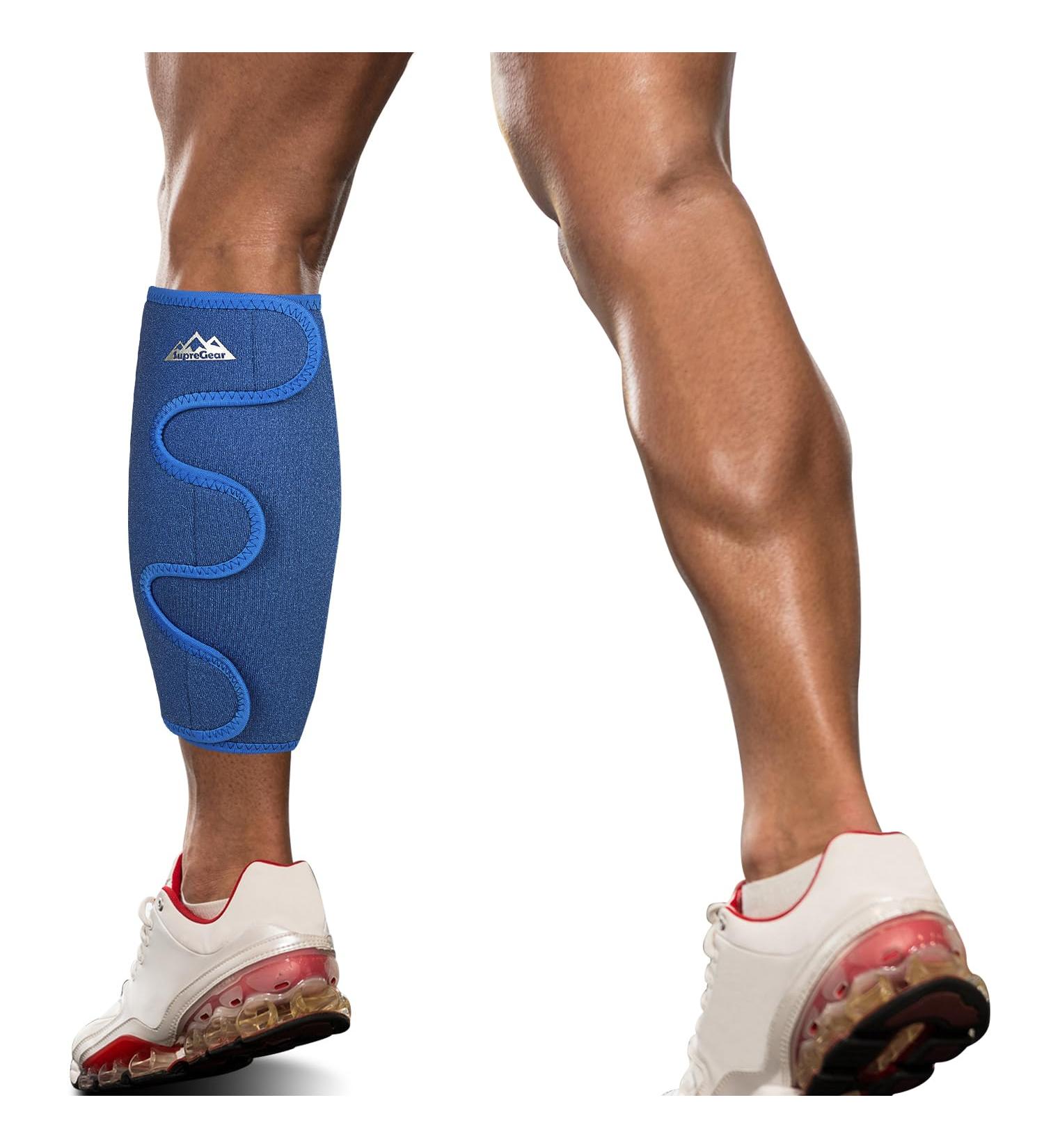 Supregear Adjustable Calf Support Brace - Shin Compression Sleeve for Muscle Pain Relief and Injury Recovery - Blue - Buy Online on GoSupps.com
