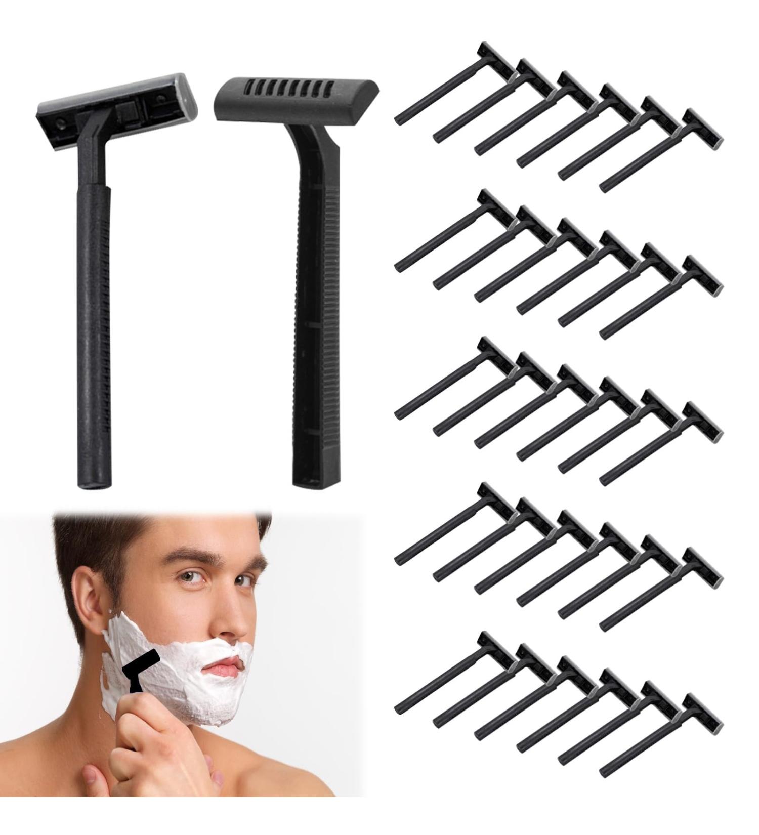 30 Disposable Razors - Safety Razor for Men | Single Razor Planes in Blue & Black | Buy Now - Buy Online on GoSupps.com