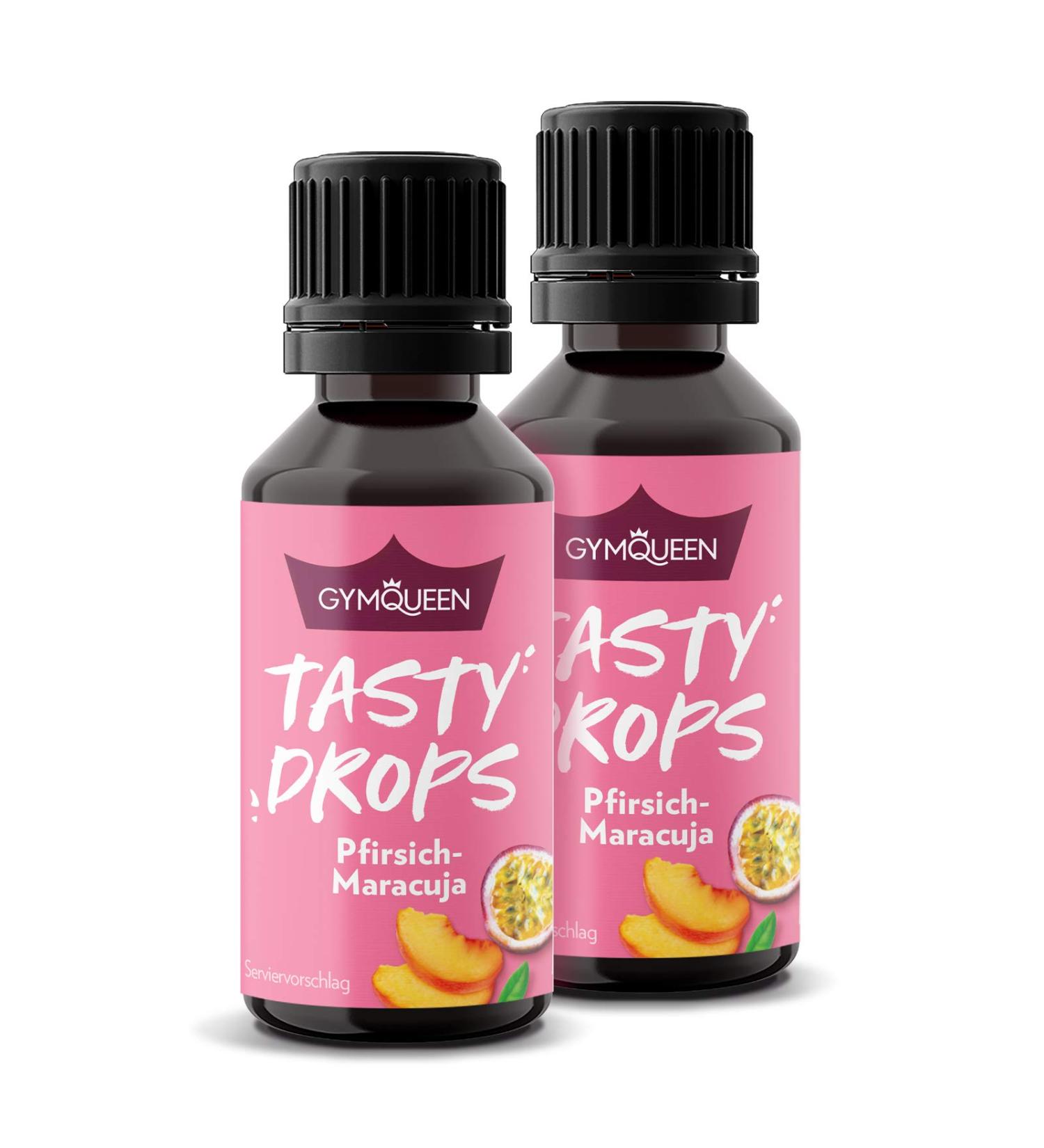Buy GymQueen Tasty Drops - Peach Passion Fruit 2x30ml | Zero Calorie Flavor Enhancer for Drinks - Buy Online on GoSupps.com