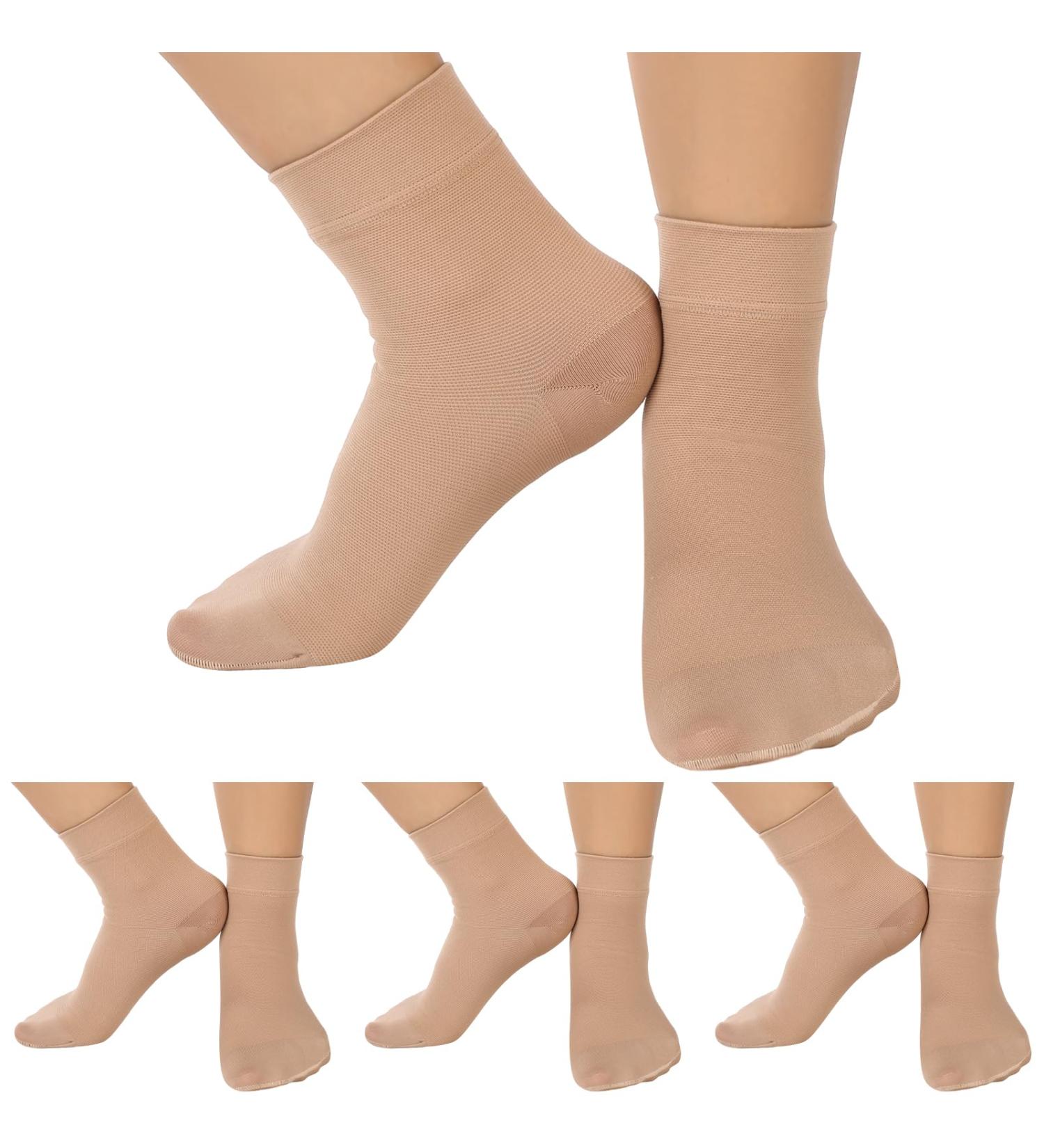 Shinymoon Ankle Compression Socks 15-20 mmHg | Plantar Fasciitis Support Sleeve | Closed Toe Brace for Women & Men | Swelling Relief - Nude Color - Buy Online on GoSupps.com