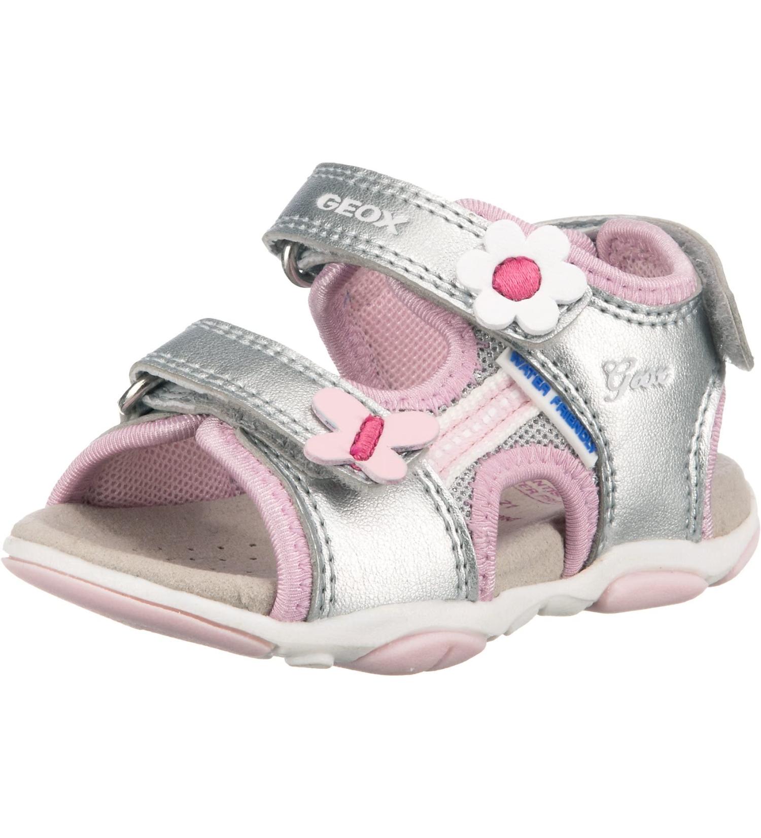 Geox Girl's B Sandal Agasim 4.5 UK - Silver Pink Stylish and Comfortable Sandals - Buy Online on GoSupps.com