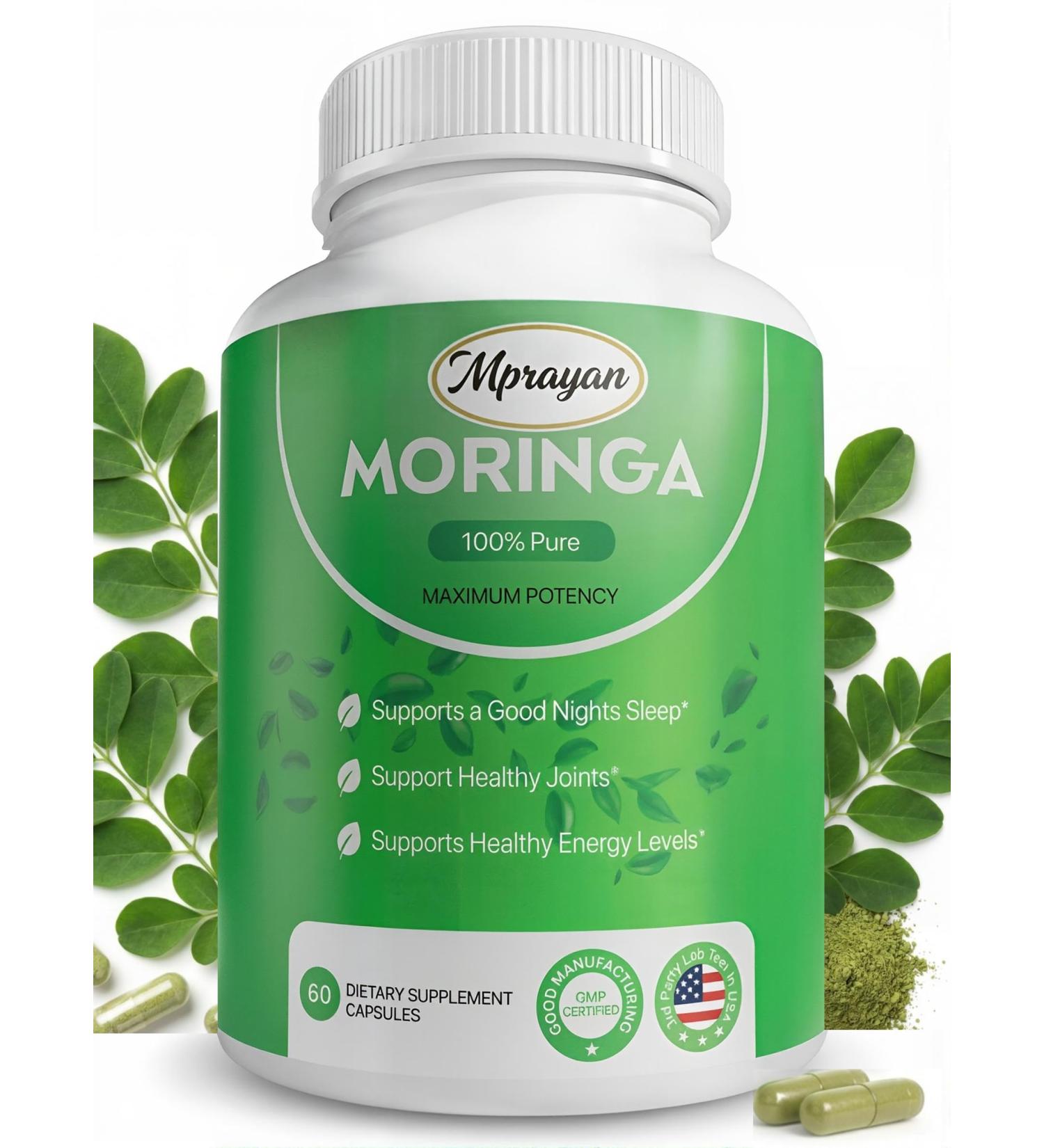 MPRAYAN Moringa Capsules 800mg Pure Moringa Oleifera Leaf Powder Antioxidant Nutritional Supplement for Natural Energy & Immune Support Vegan Non-GMO Superfood 60 Capsules - Buy Online on GoSupps.com