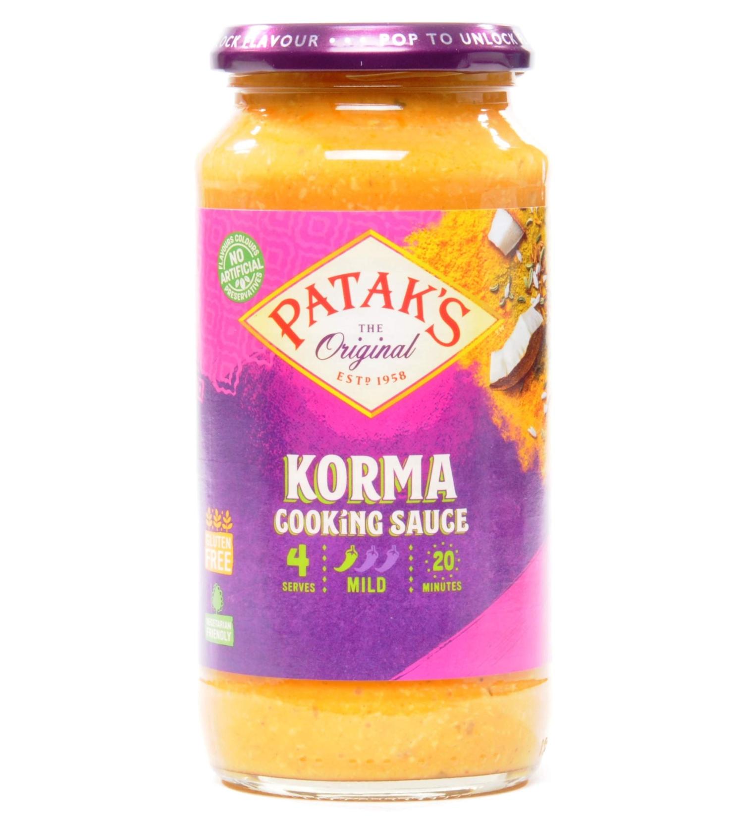 Pataks Indian sauces and pastes Korma Curry Sauce 2 x 450g