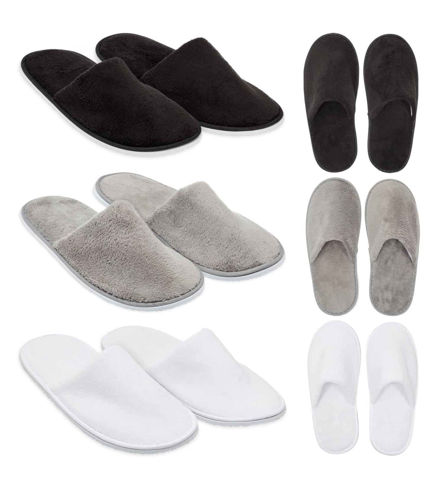 Juvale Disposable Closed Toe Slippers for Guests - Women US Size 12, Men Size 11 (12 Pairs, 3 Colors) - Buy Online on GoSupps.com