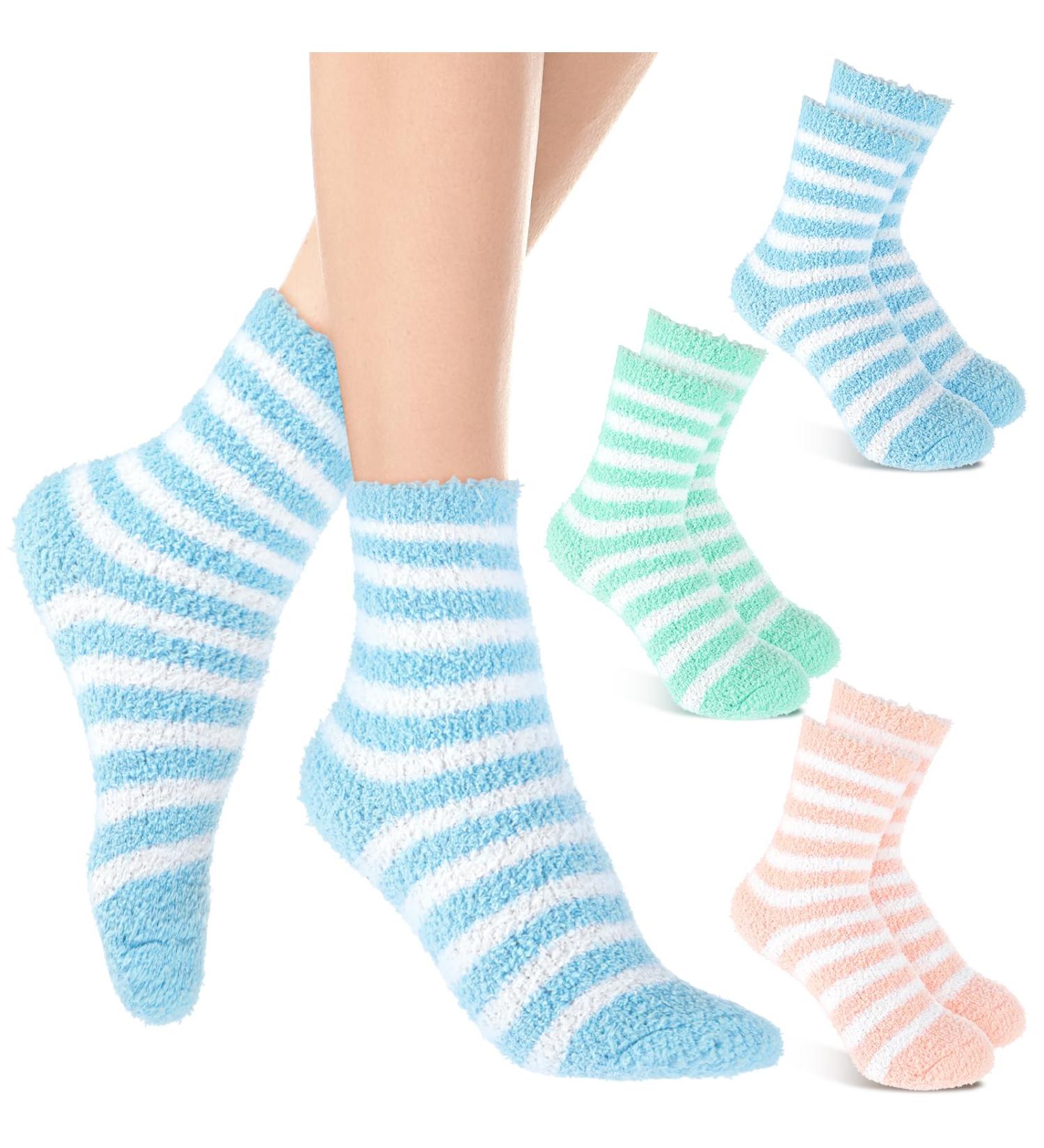 Aloe Socks - 3 Pairs Moisturizing Spa Socks for Dry Cracked Feet | Infused Gel Sleeping & Fuzzy Lotion Socks | Perfect Gift for Women - Buy Online on GoSupps.com