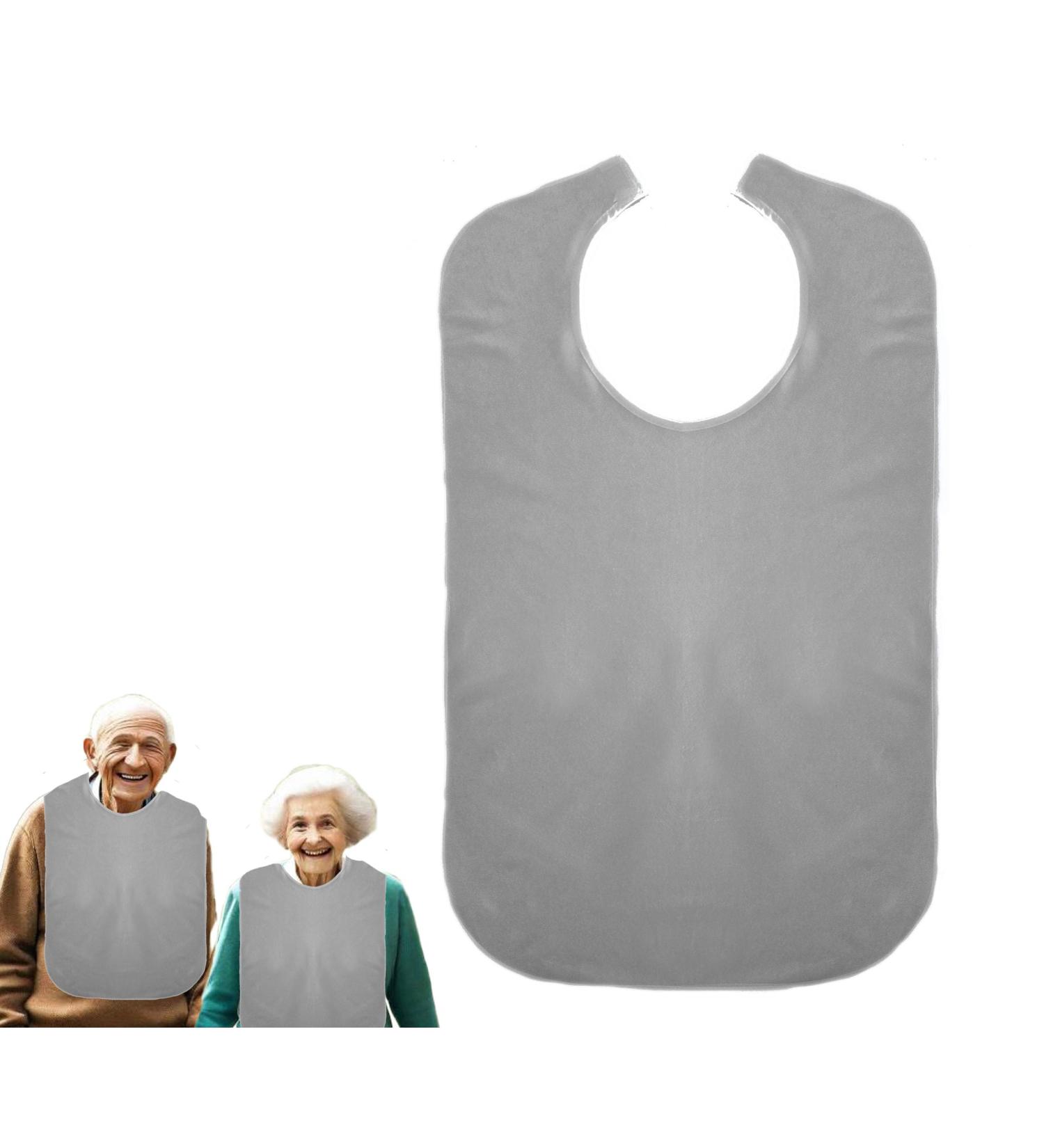 Cre9tive Waterproof Bib for Adults - Grey Eating Apron for Seniors | Shop Internationally - Buy Online on GoSupps.com