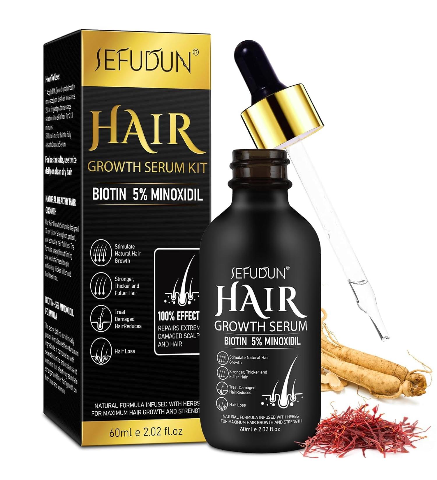 5% Minoxidil Hair Growth Oil for Men & Women - Biotin Infused Serum for Hair Regrowth & Thinning - Natural Treatment 2.02 oz - Buy Online on GoSupps.com