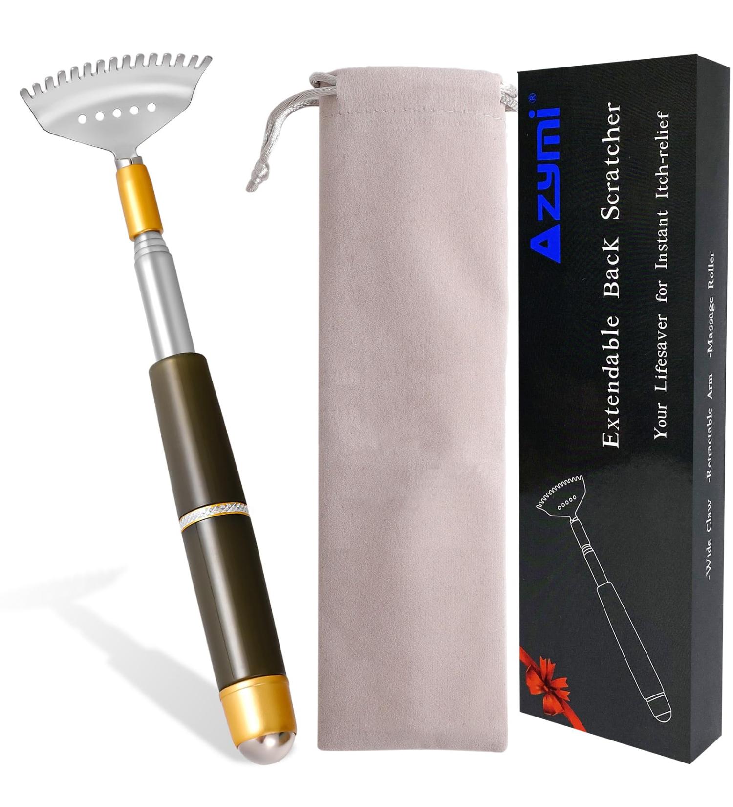 Premium Azymi Back Scratcher - Long Handle Stainless Steel Non-Slip for Body Massage | Ideal for Men Women & Children - International Shipping Available - Buy Online on GoSupps.com