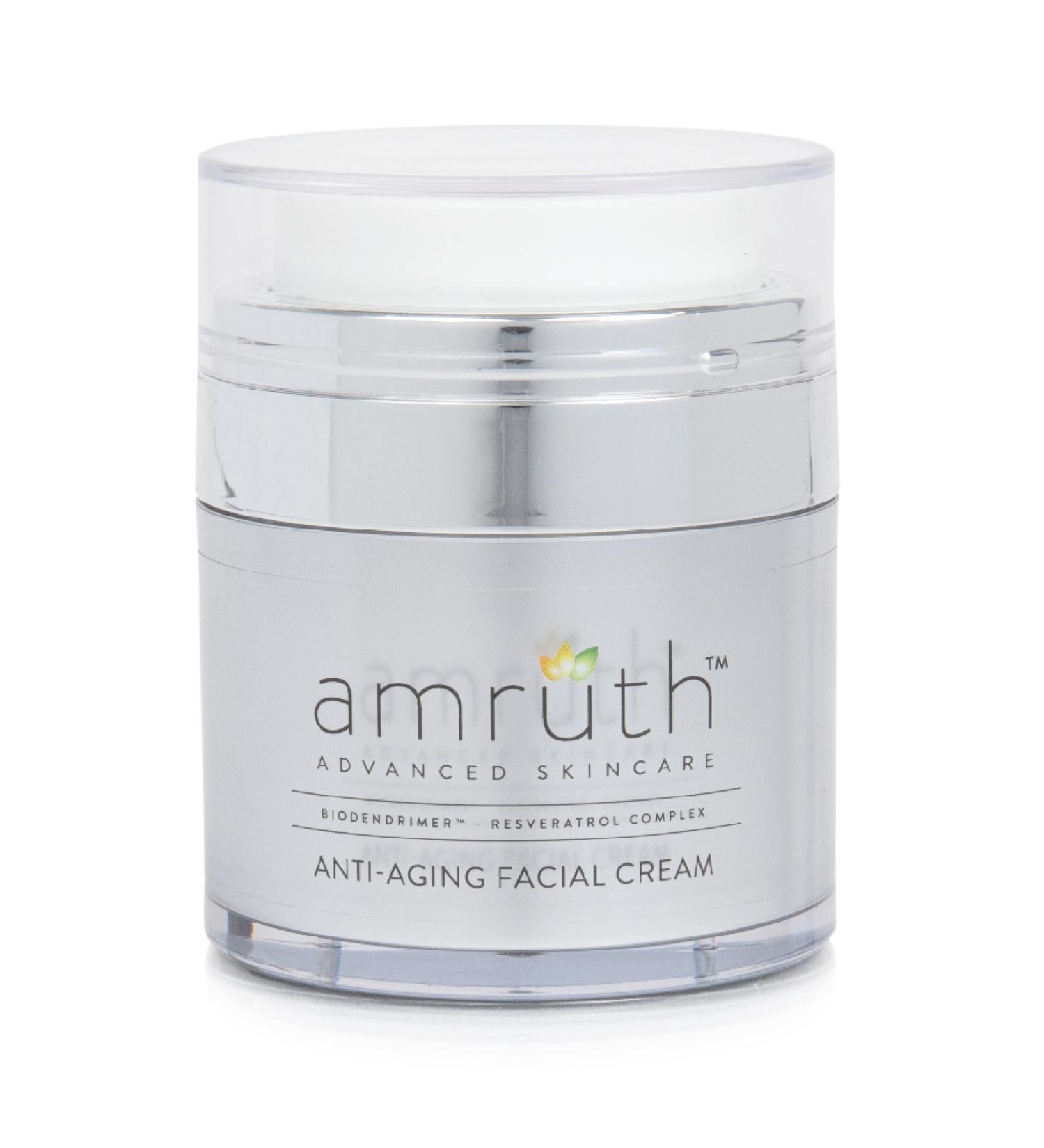 Amruth Resveratrol Daily Anti-Aging Facial Cream - Lightweight Firming & Nourishing Cream for Fine Lines & Wrinkles - 1oz Jar with Pump - Shop Internationally - Buy Online on GoSupps.com