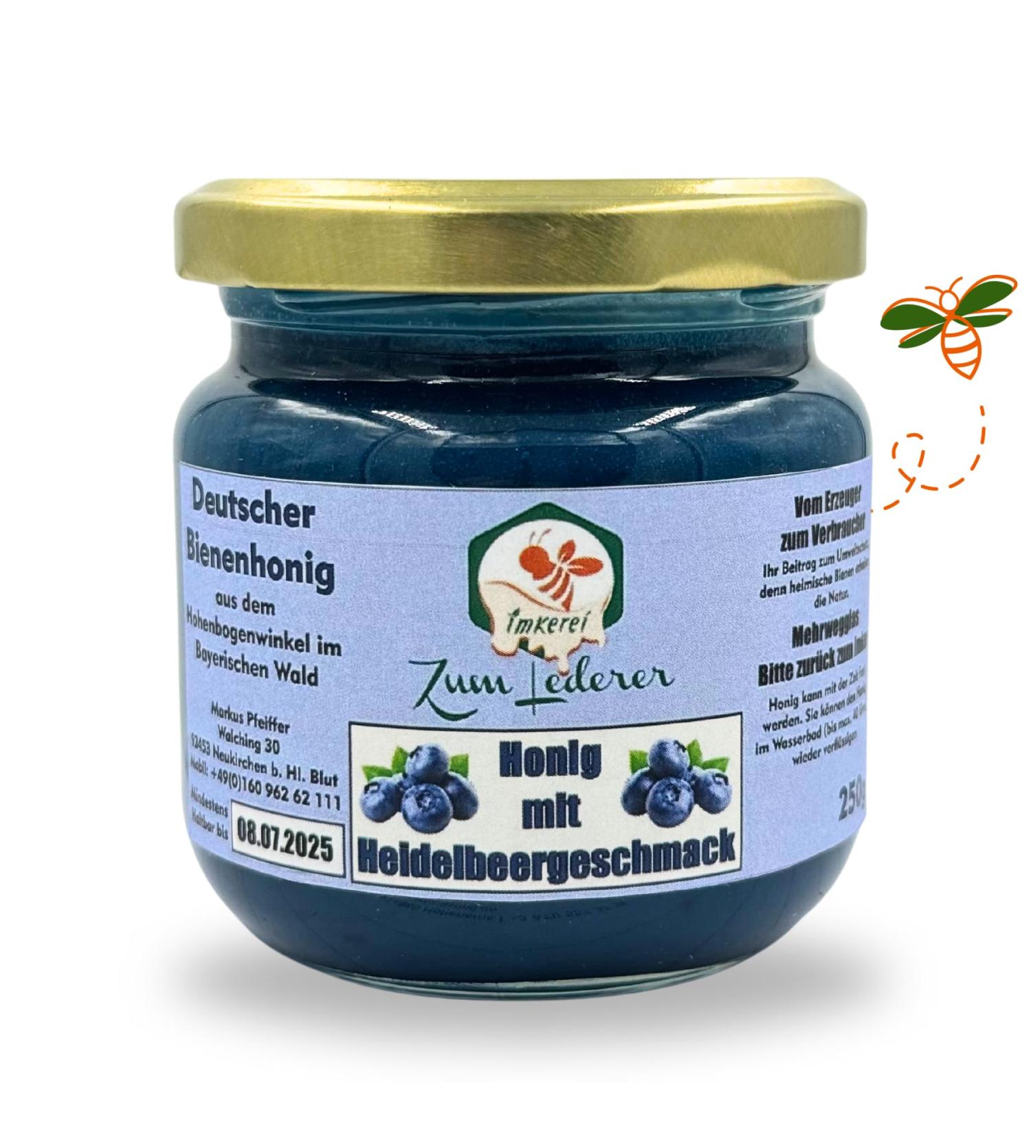 Buy German Blueberry Honey - 250g Sweet Spread from Zum Lederer - Authentic Bavarian Forest Honey with Fruity Taste - Direct from Beekeeper - Buy Online on GoSupps.com