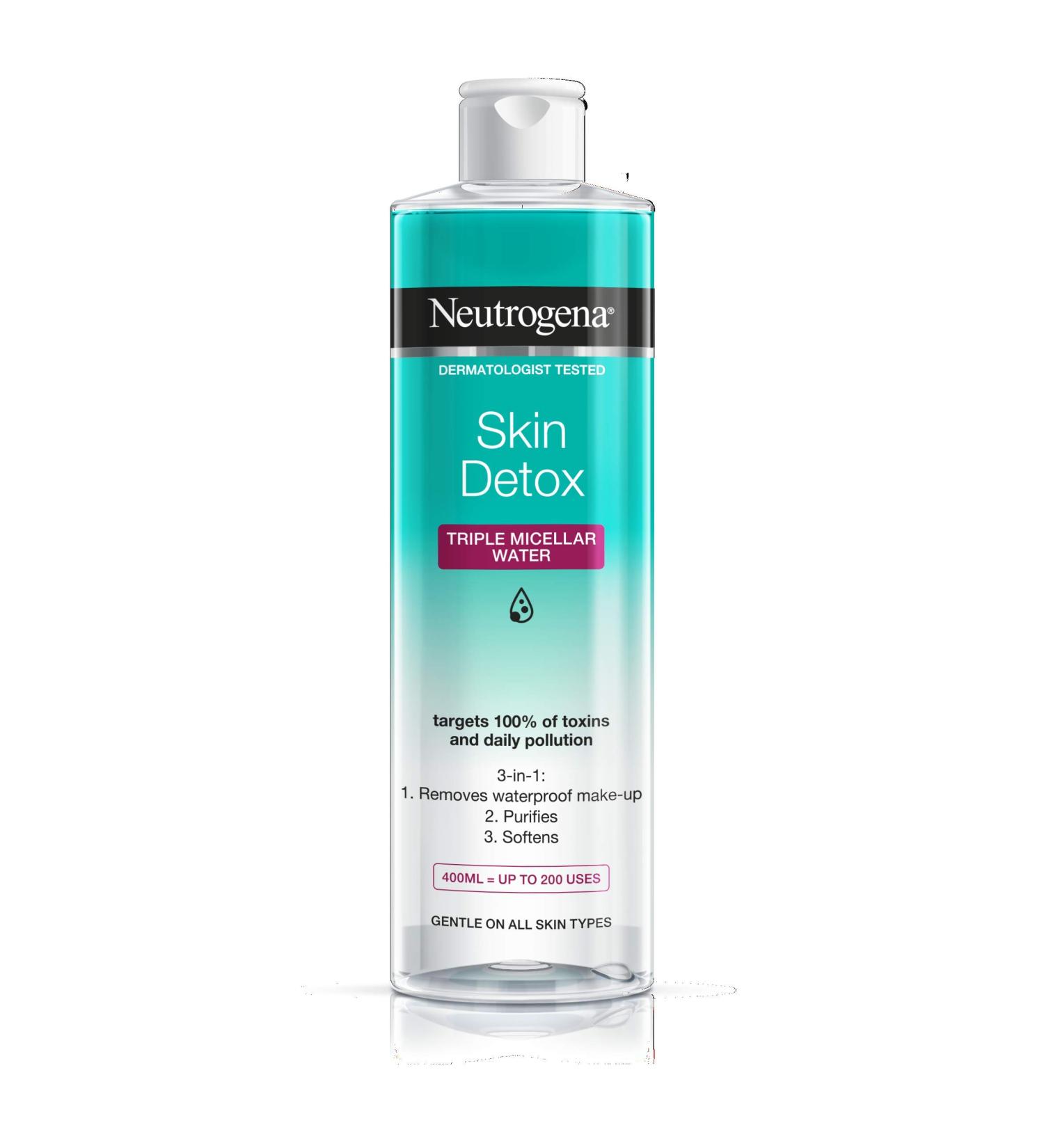 Neutrogena Skin Detox Triple Micellar Water 400ml - Cleansing & Purifying Formula - Buy Online on GoSupps.com