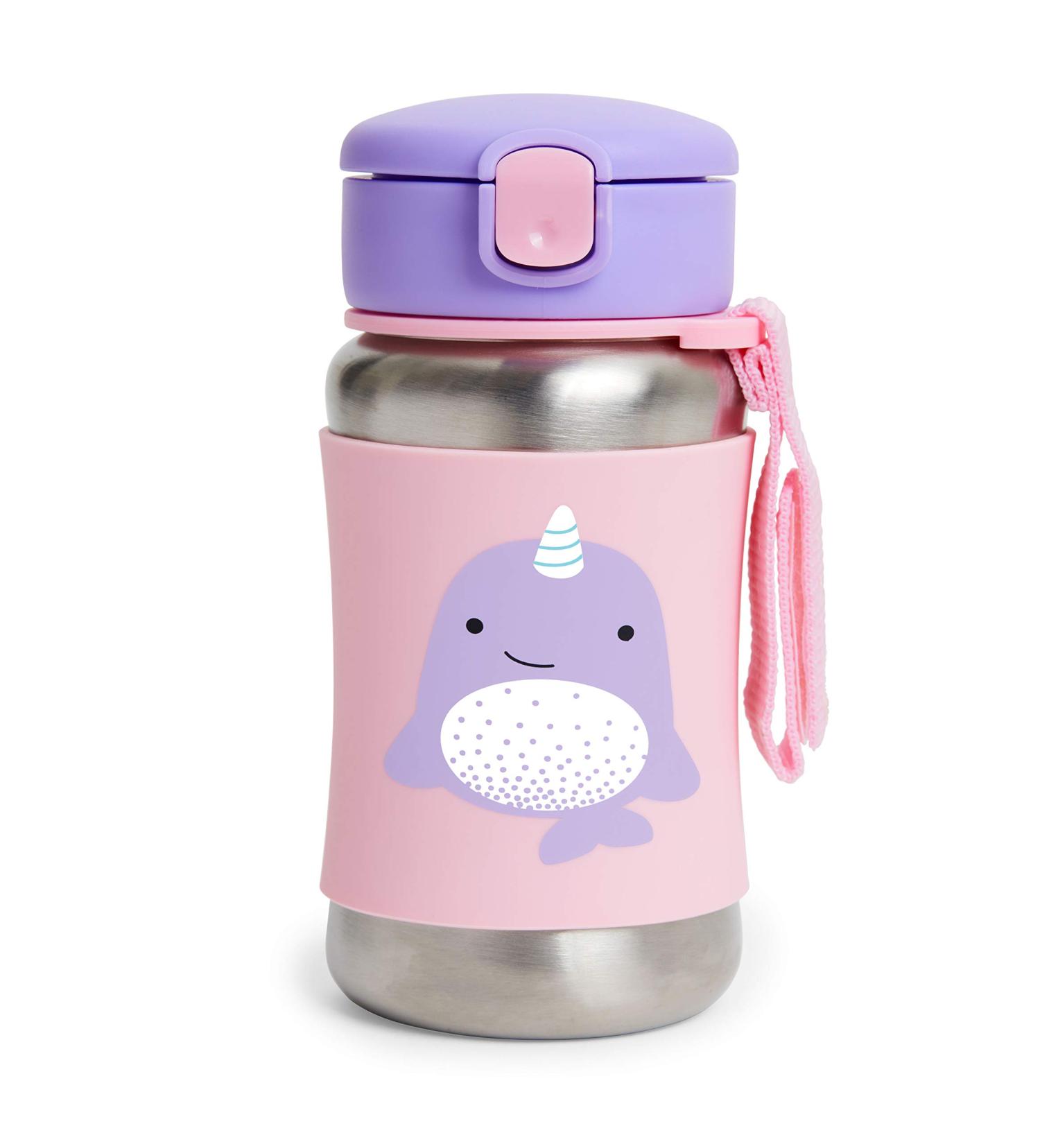 Skip Hop Toddler Sippy Cup with Straw - Zoo Stainless Steel Straw Bottle - Narwhal - Buy Online on GoSupps.com