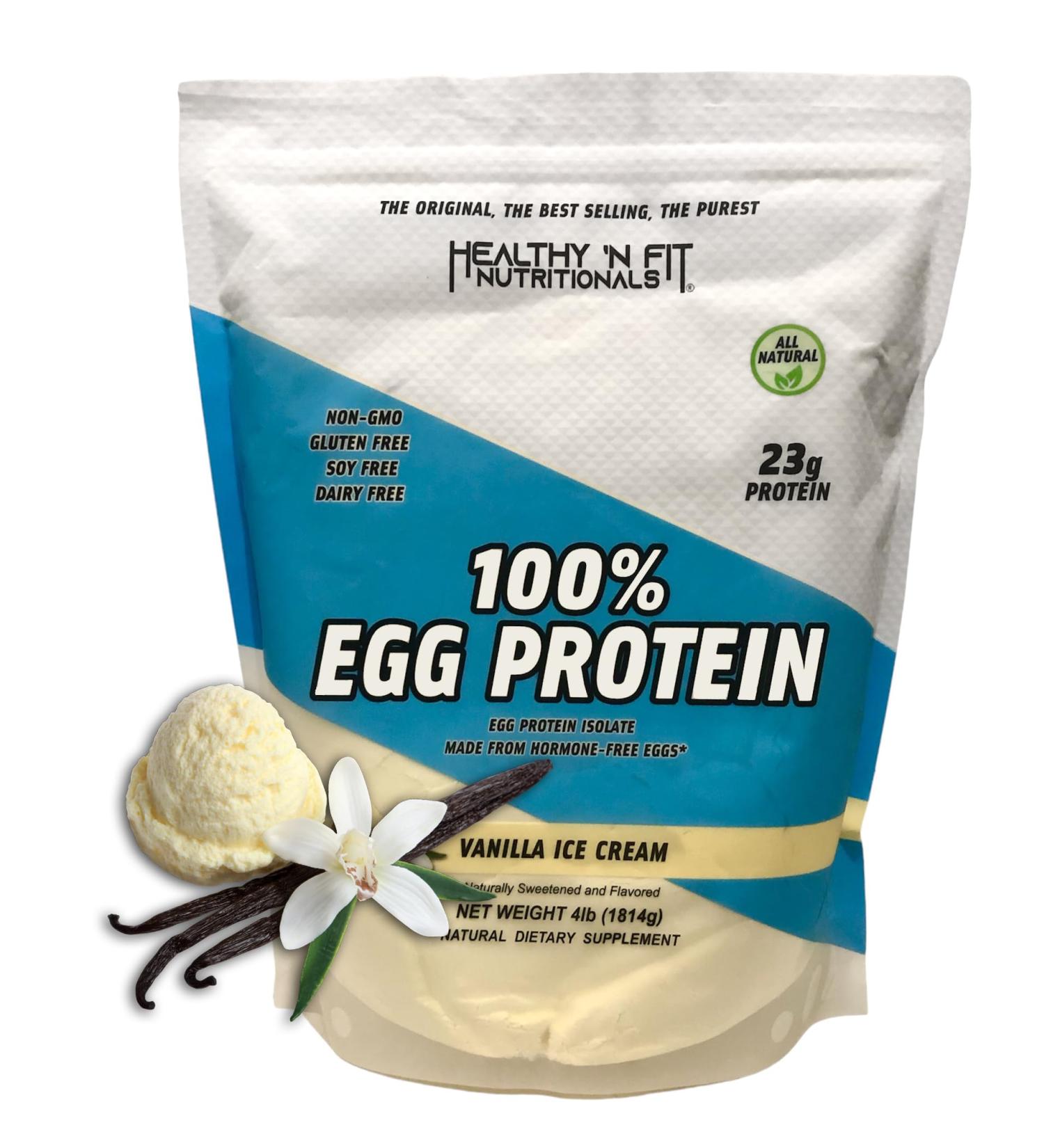 Healthy N Fit 100% Egg Protein - Vanilla (4lb) | Pure Egg White Protein Keto & Paleo Friendly Naturally Sweetened - Buy Online on GoSupps.com