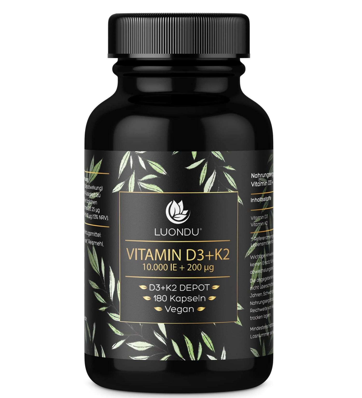 High Dose Vitamin D3 10 000 IU + K2 MK7 200 mcg - Vegan 180 Capsules for Optimal Health | International Shipping - Buy Online on GoSupps.com