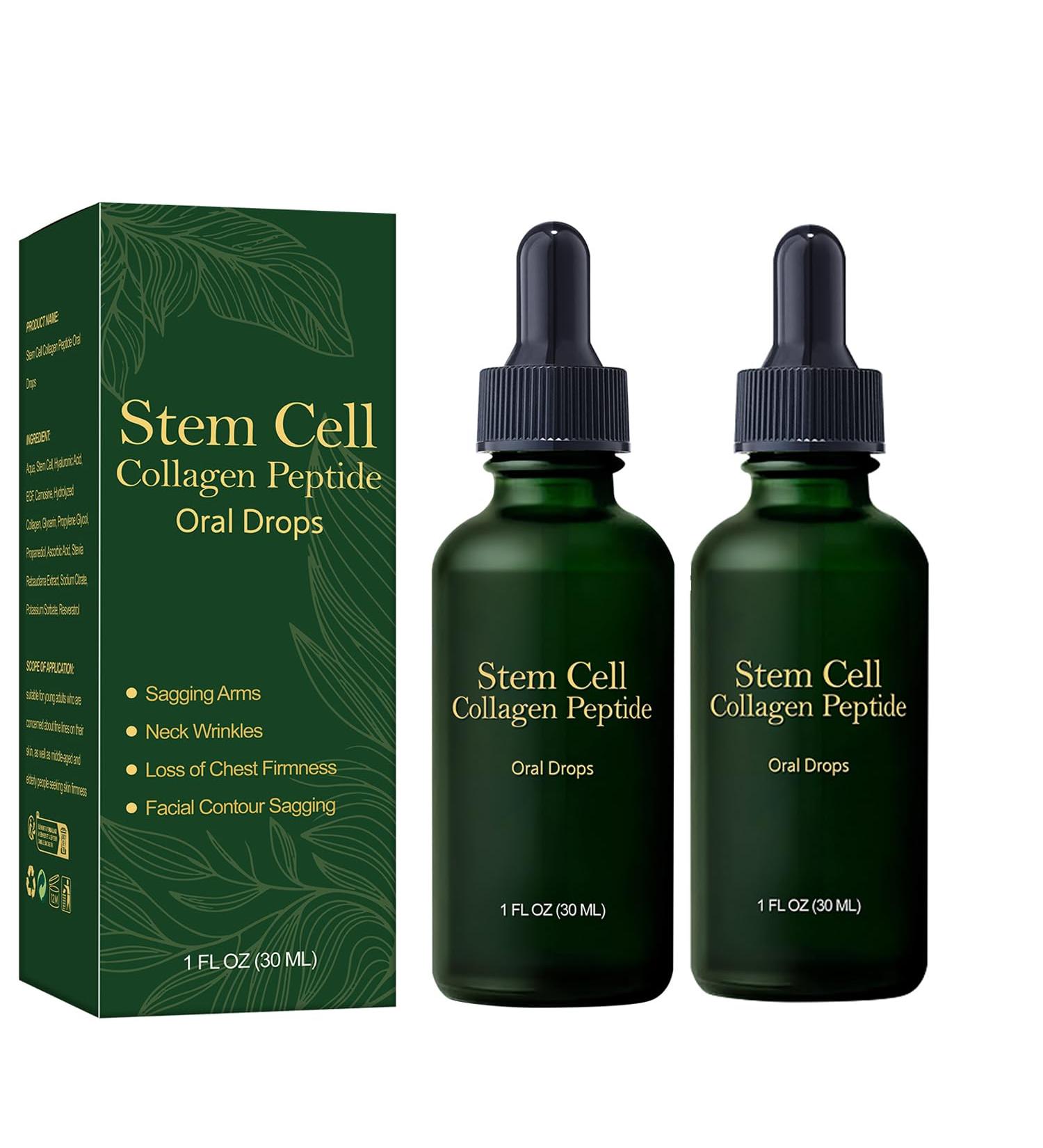Lotmay Stem Cell Collagen Peptide Oral Drops Natural Hydrolyzed Liquid Collagen Peptides for Lift & Firm Skin (2 Bottle) - Buy Online on GoSupps.com