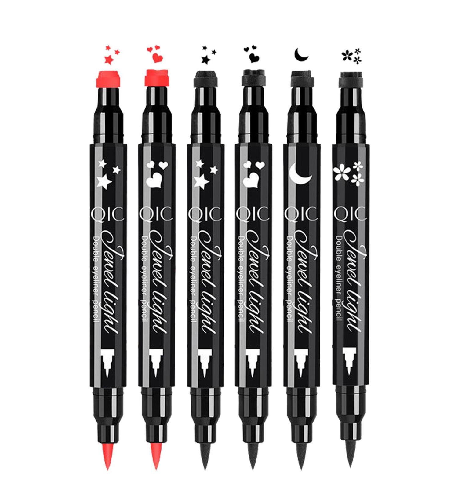 Shakven Pen Eye Liner Stencil | Black Eye Liner Pencil Double-Headed Eye Liner Pen Long-Lasting Liquid Liner with Eye Makeup Stencil Cat Eye Winged Eye Liner - Buy Online on GoSupps.com